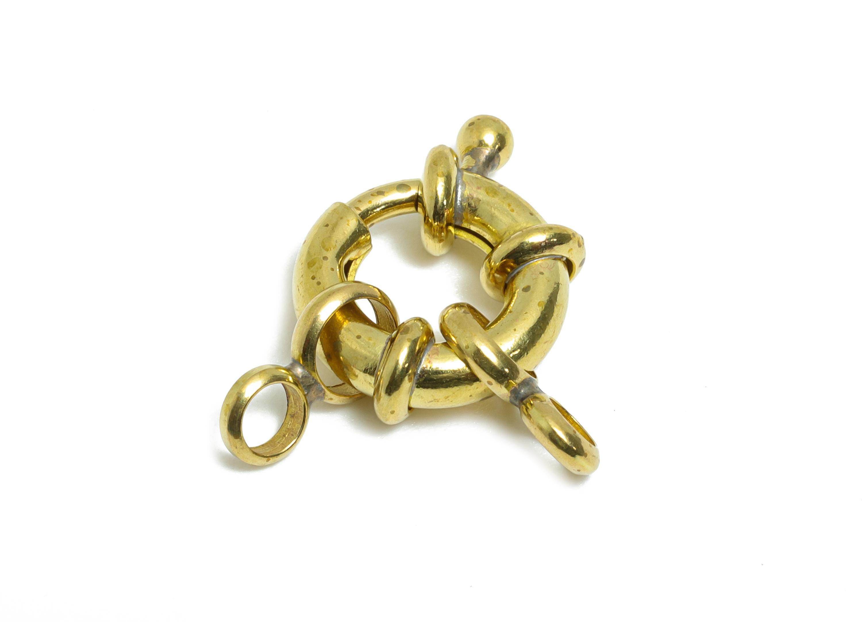 Raw Brass Round Spring Ring Clasp - Spring Ring Clasp with Loop - Chunky Lock Connector - Jewelry Making Supplies - 21.7x14.7x4.5mm -PP11423 - DOMEDBAZAAR
