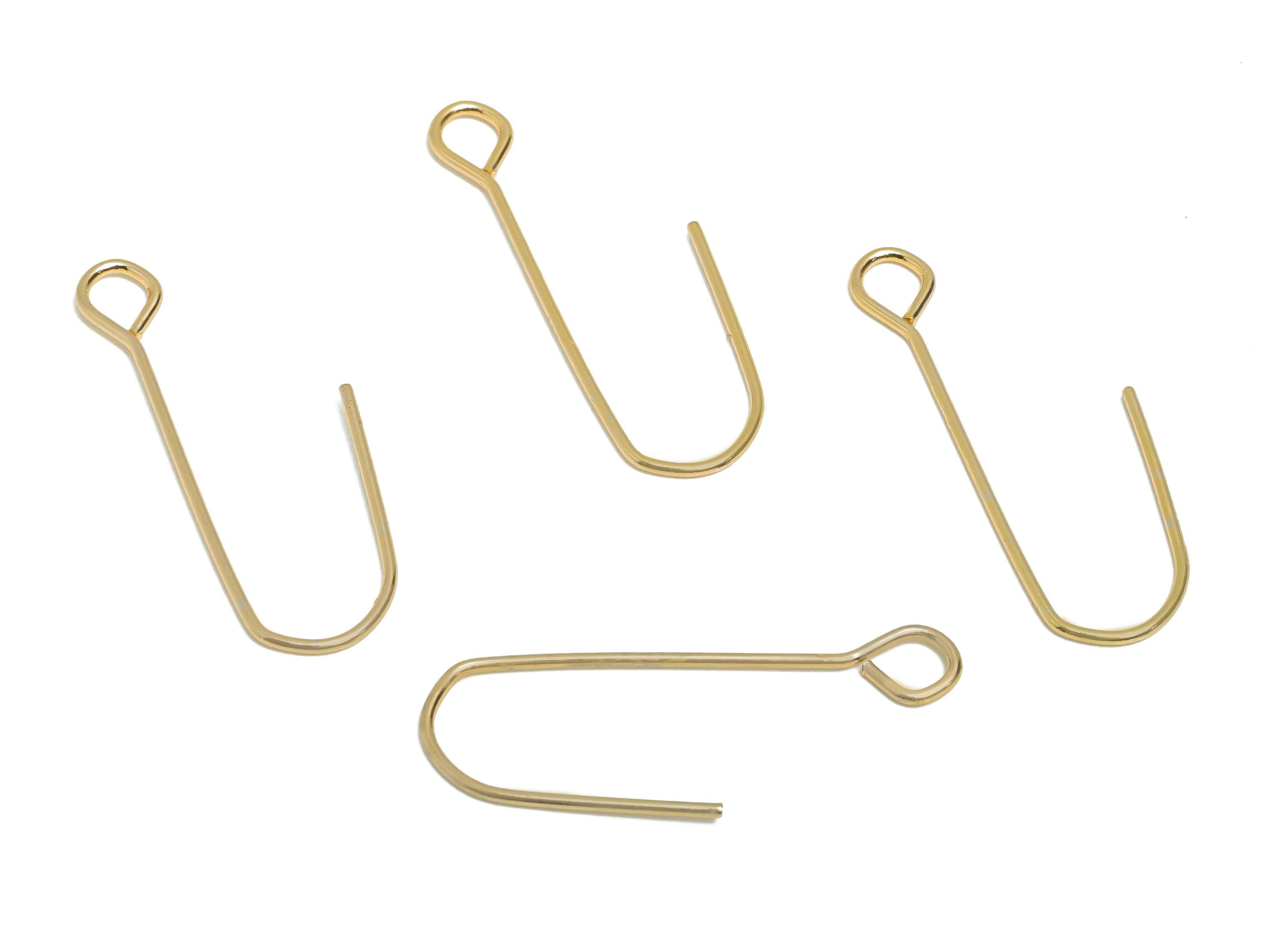 Brass Wire Hook - Metal Ear Wire Hook for Jewelry Making - Gold Hook Ear Wire for Earring - 18K Real Gold Plated - 26x7.87x0.65mm - RGP11065
