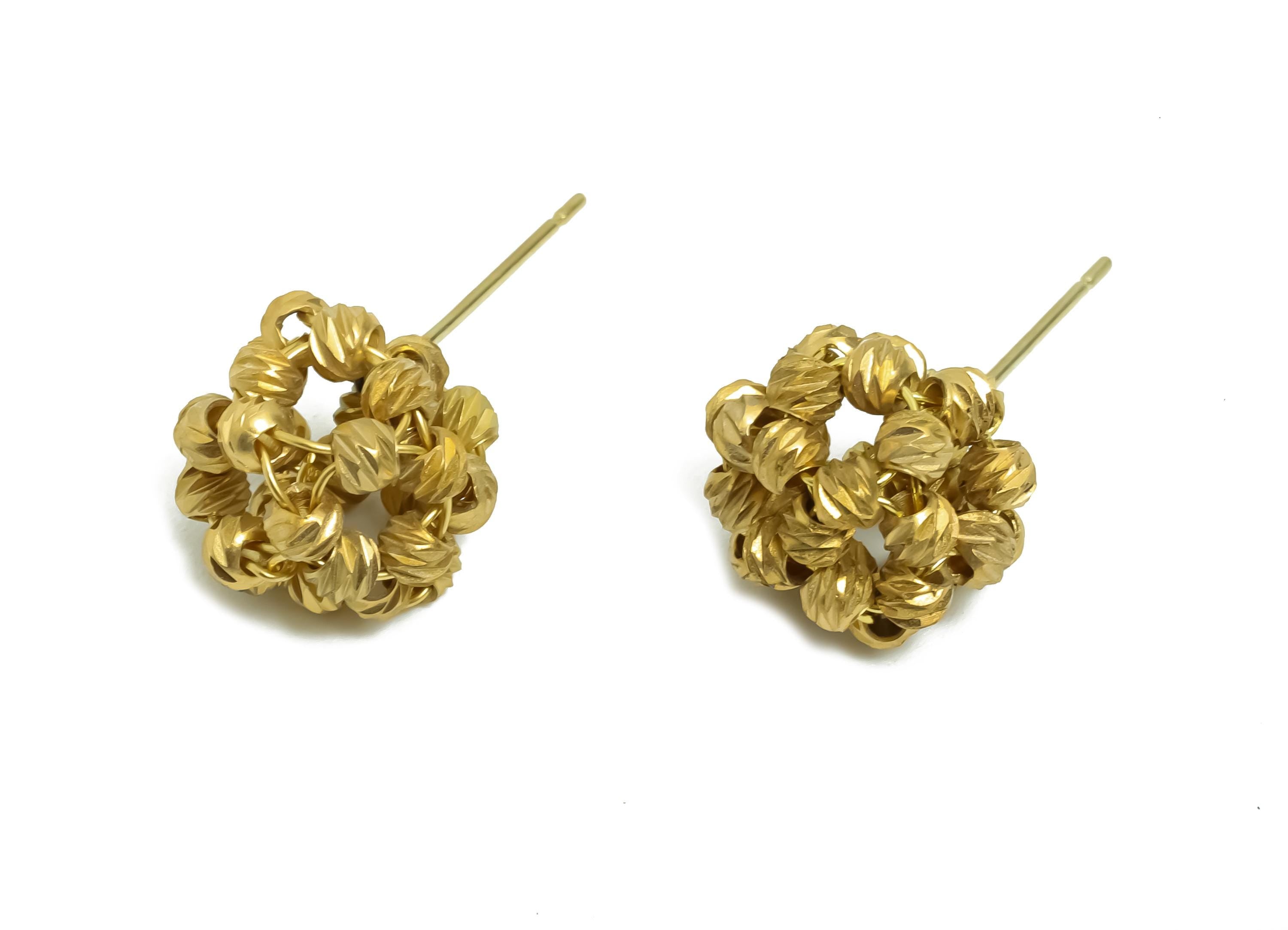 Brass Beaded Earring Post - Raw Brass Textured Cluster Earring - Braided Bead Stud Earring - Twist Bead Stud Earring - 41x31x2mm - PP11215 - DOMEDBAZAAR