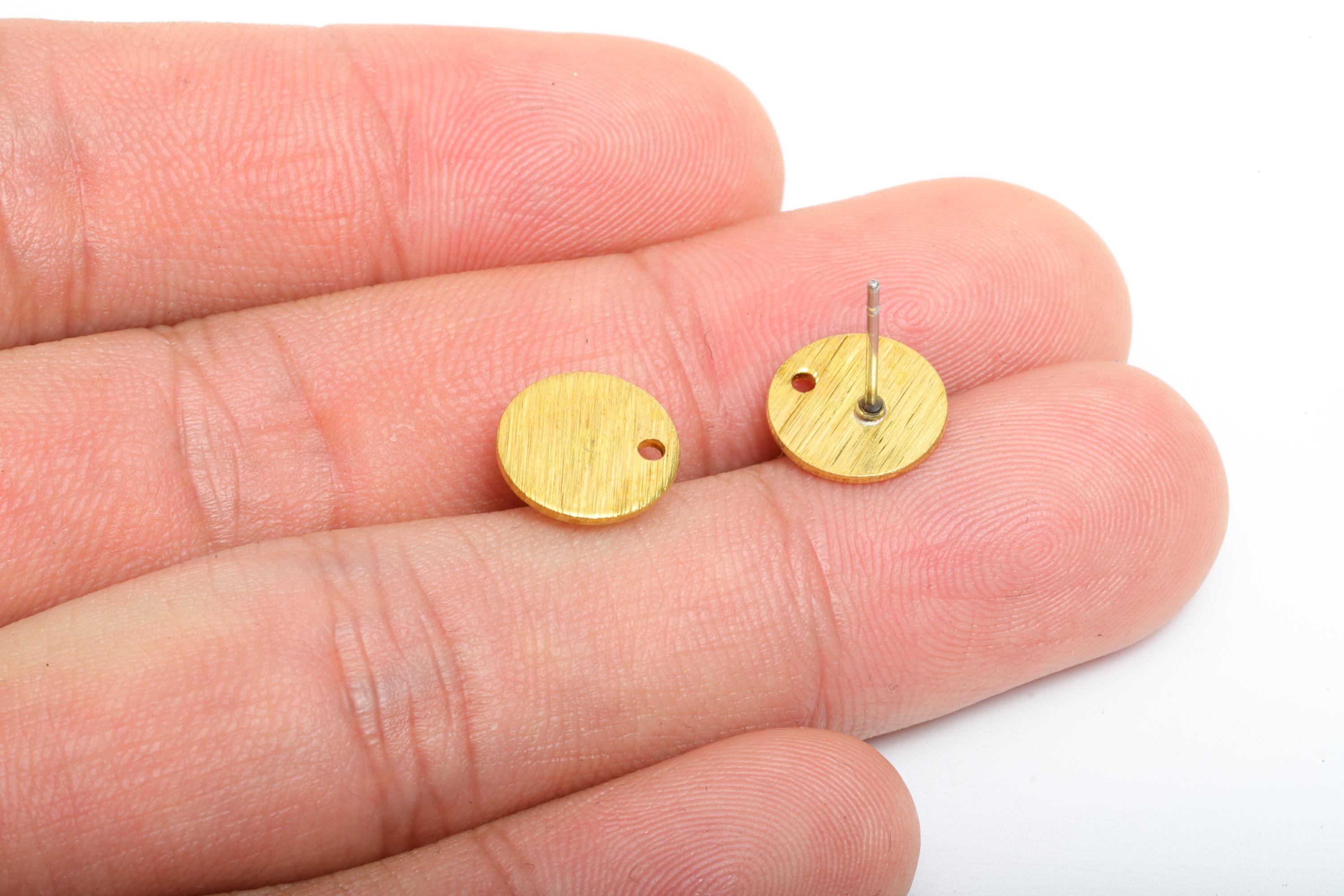 Brass Round Earring Post - Geometric Stud Earring - Textured Everyday Earring Stud - Dainty Jewelry - Gift for Her - 41x31x2mm - PP10773 - DOMEDBAZAAR