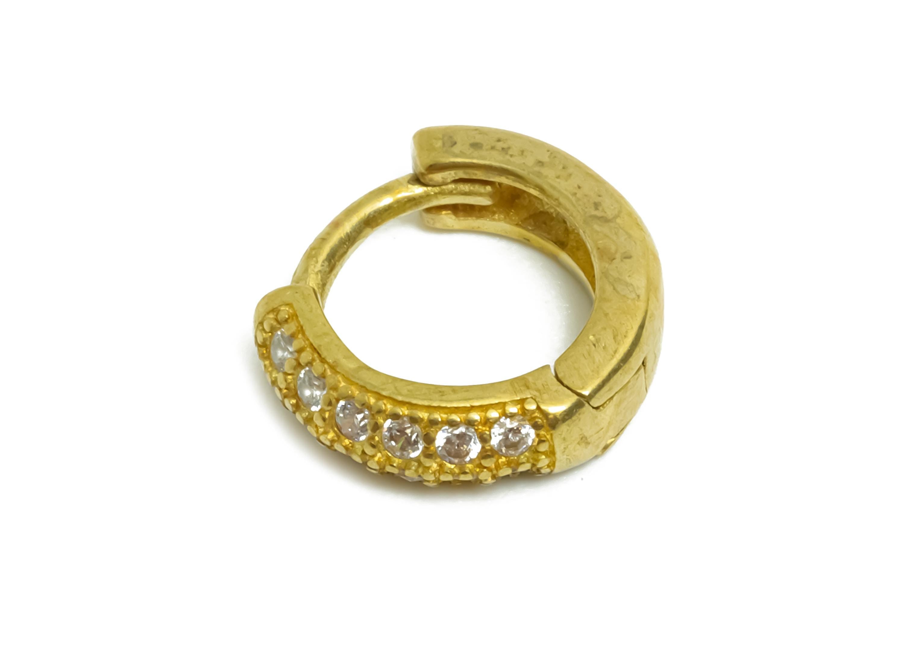 Brass CZ Round Huggie Hoop Earring - Mini Raw Brass Zircon Earring - Dainty Huggie Hoop Clasp - Jewelry Finding - 9.77x8.77x2.88mm - PP11272 - DOMEDBAZAAR