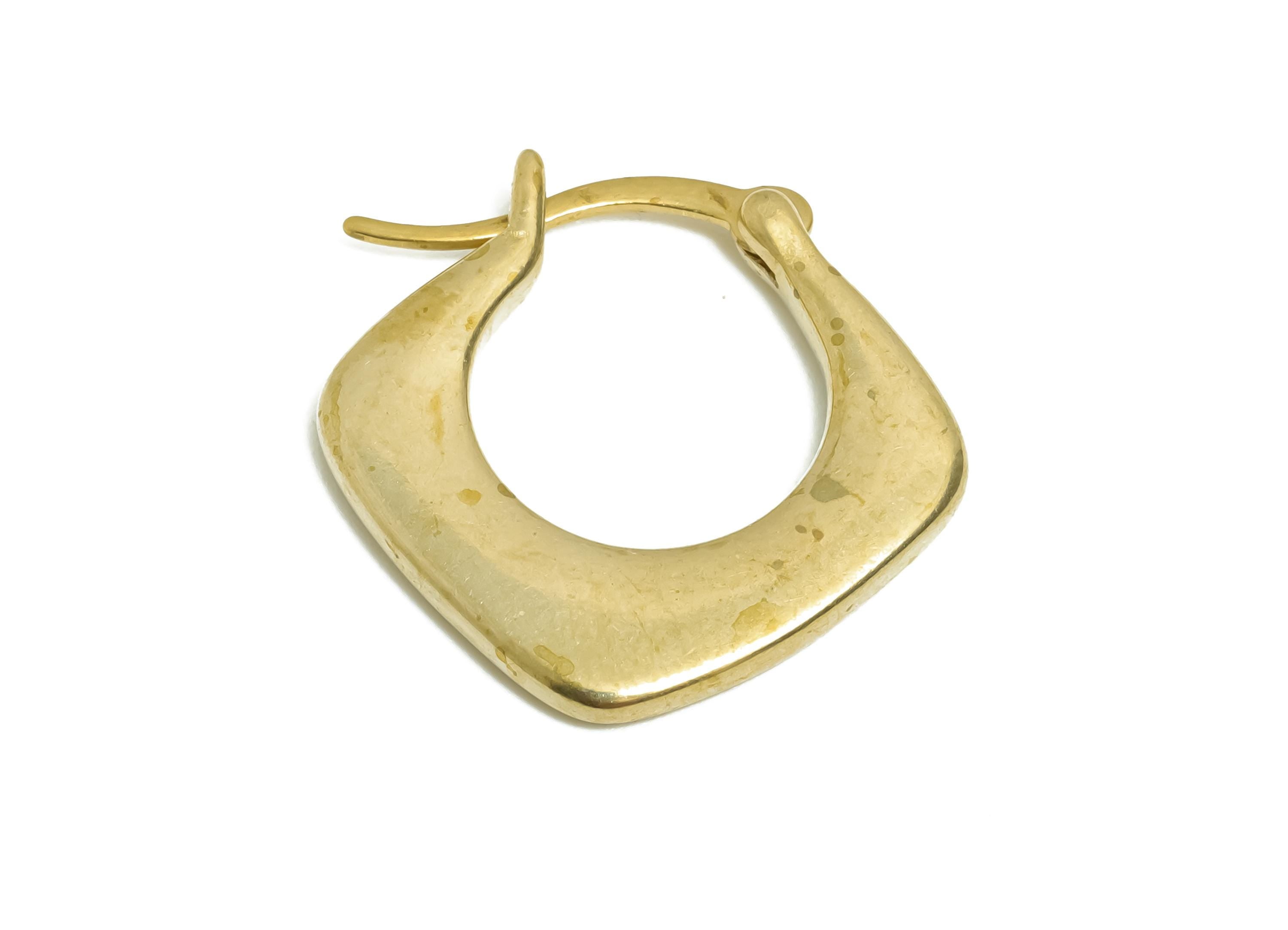Brass Hinged Hoop Earring - Raw Brass Thick Square  Hoop Earrings with Hinged Back - Modern Vintage Hoop Earring - 20x20x2.96mm - PP11239 - DOMEDBAZAAR