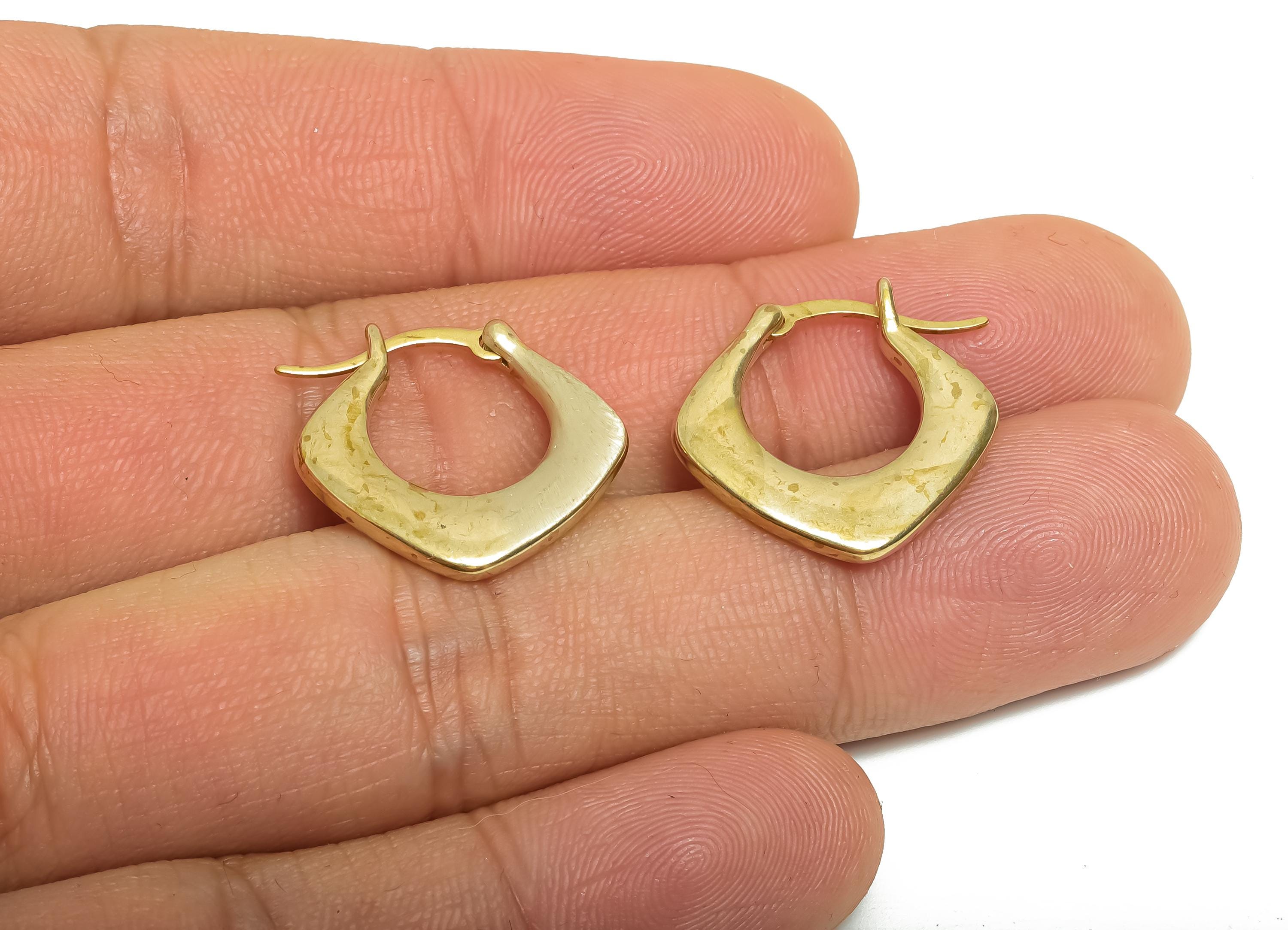 Brass Hinged Hoop Earring - Raw Brass Thick Square  Hoop Earrings with Hinged Back - Modern Vintage Hoop Earring - 20x20x2.96mm - PP11239 - DOMEDBAZAAR