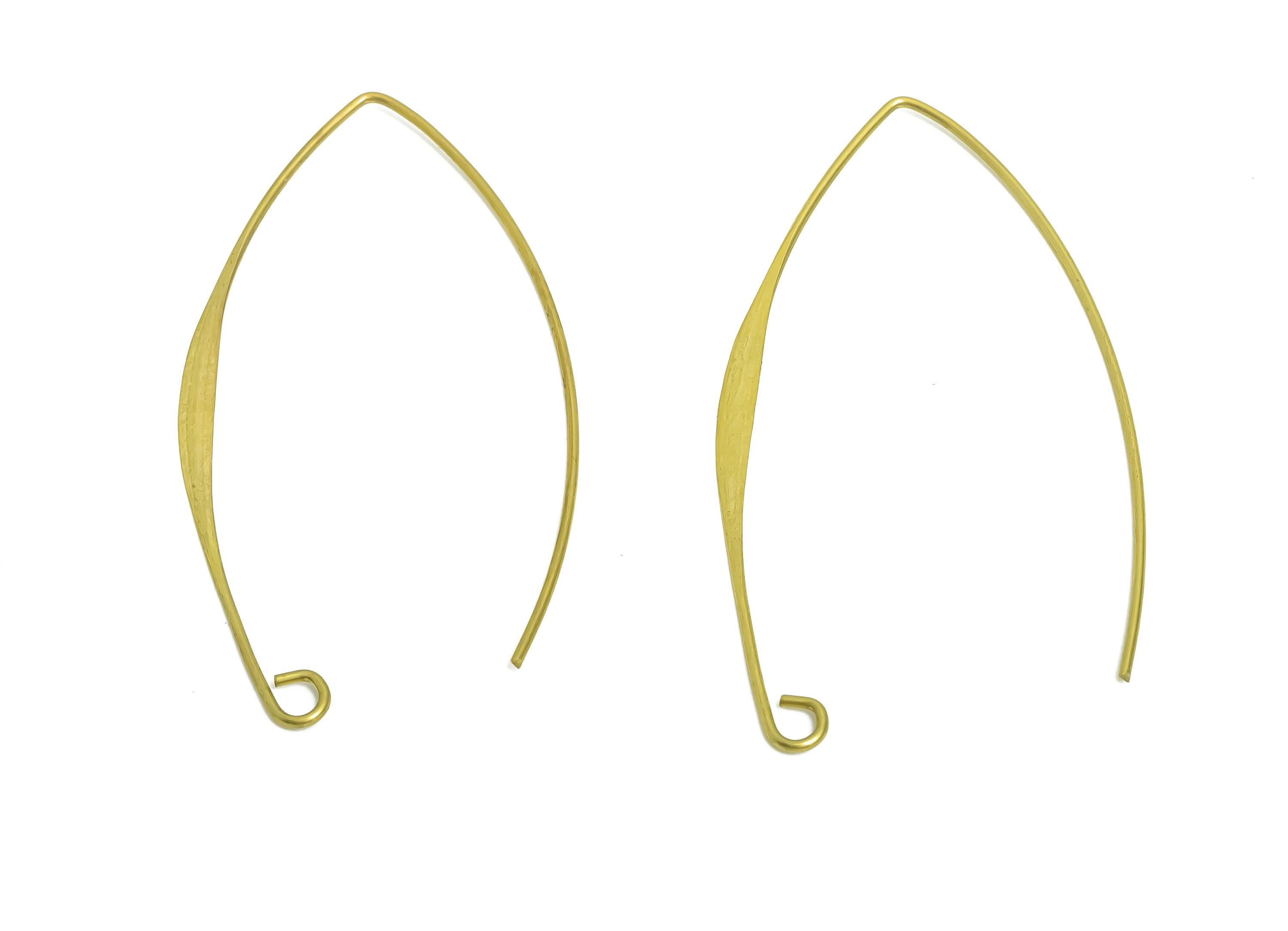 Brass Hammered Earring Wire - Raw Brass Marquise Hoop Earring Base - Lightweight Earring Connector -  Hoop Earring Hook - 42x22x1mm -PP11390 - DOMEDBAZAAR