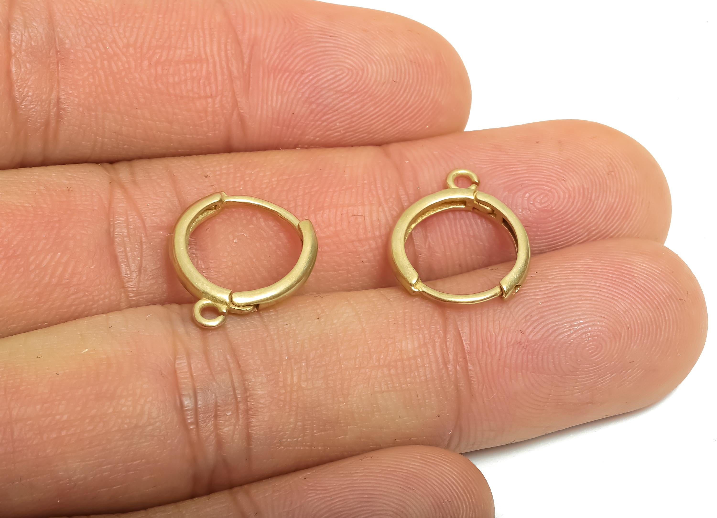 Brass Round Huggie Hoop Earring - Raw Brass Circle Earring with Loop - Huggie Hoop Clasp - Jewelry Making DIY - 16.5x13.78x2.23mm - PP11376 - DOMEDBAZAAR