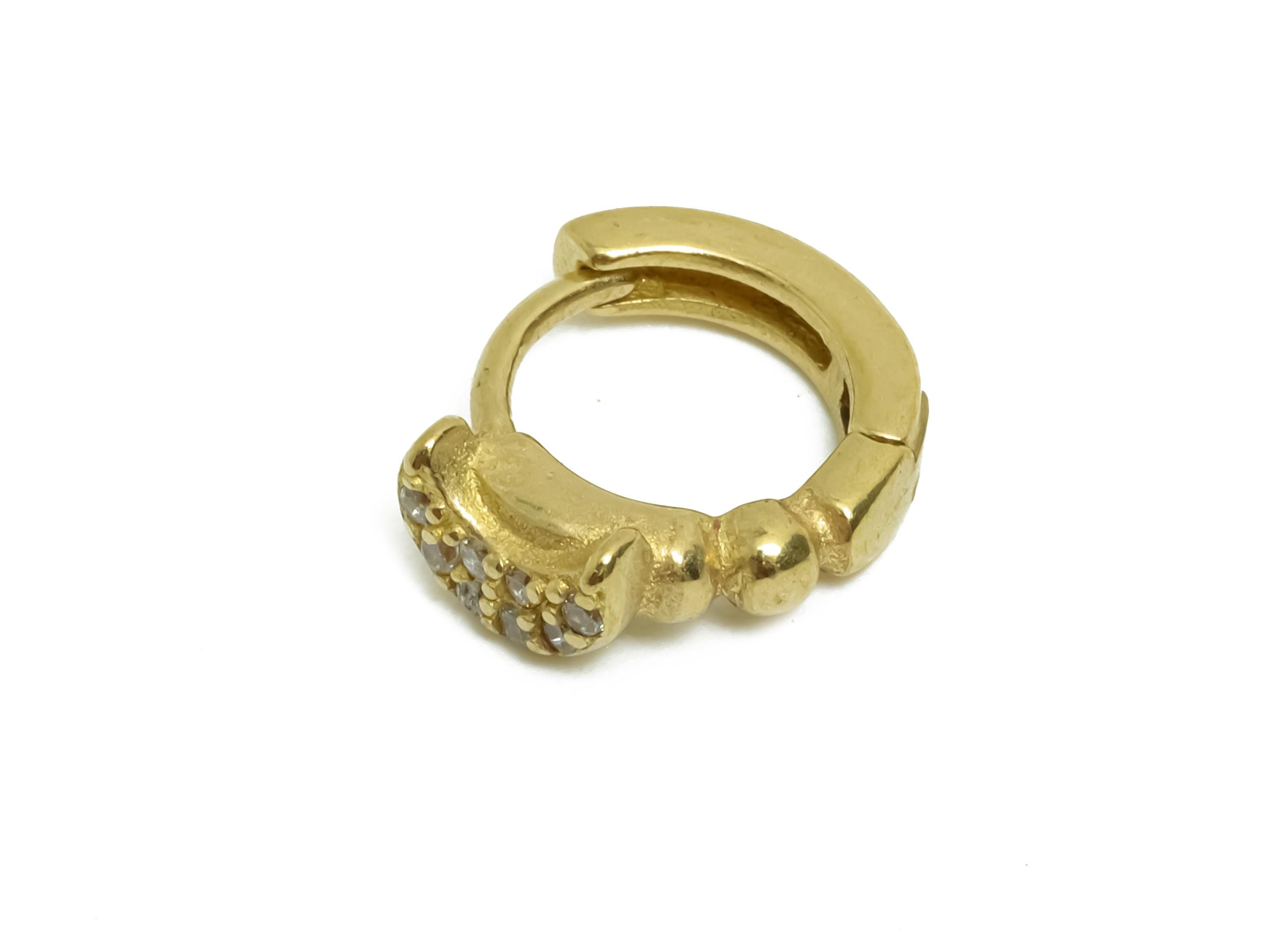 Brass CZ Huggie Hoop Earring - Raw Brass Celestial Crescent Earring - Zircon Huggie Hoop Clasp - Jewelry Finding - 10.9x9.12x3.8mm - PP11332 - DOMEDBAZAAR