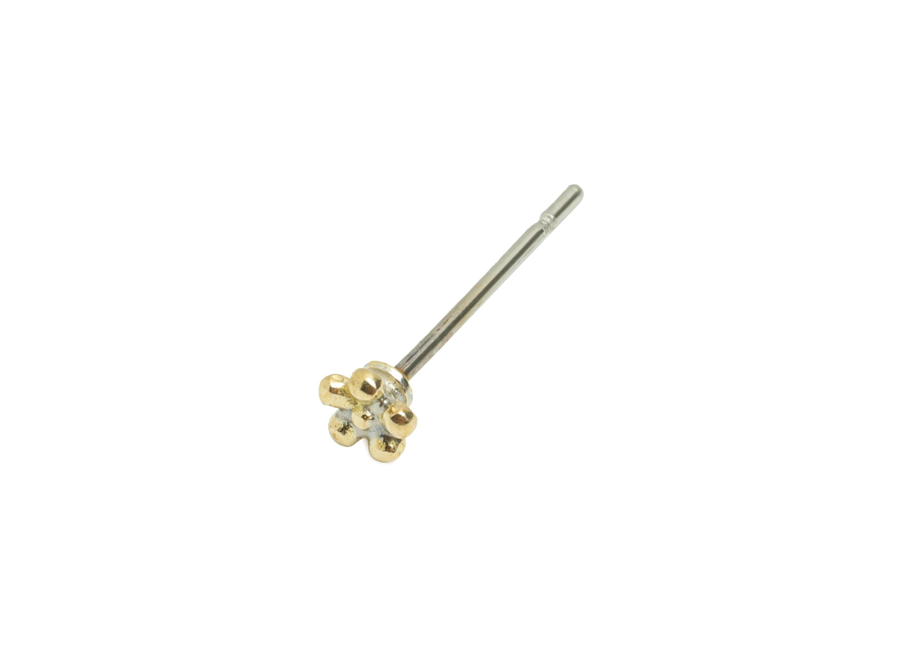 Brass Tiny Floral Stud Earring - Raw Brass Dainty Flower Earring Stud - Minimalist Botanical Earring -  Everyday Wear - 13x4x0.6mm - PP11382 - DOMEDBAZAAR