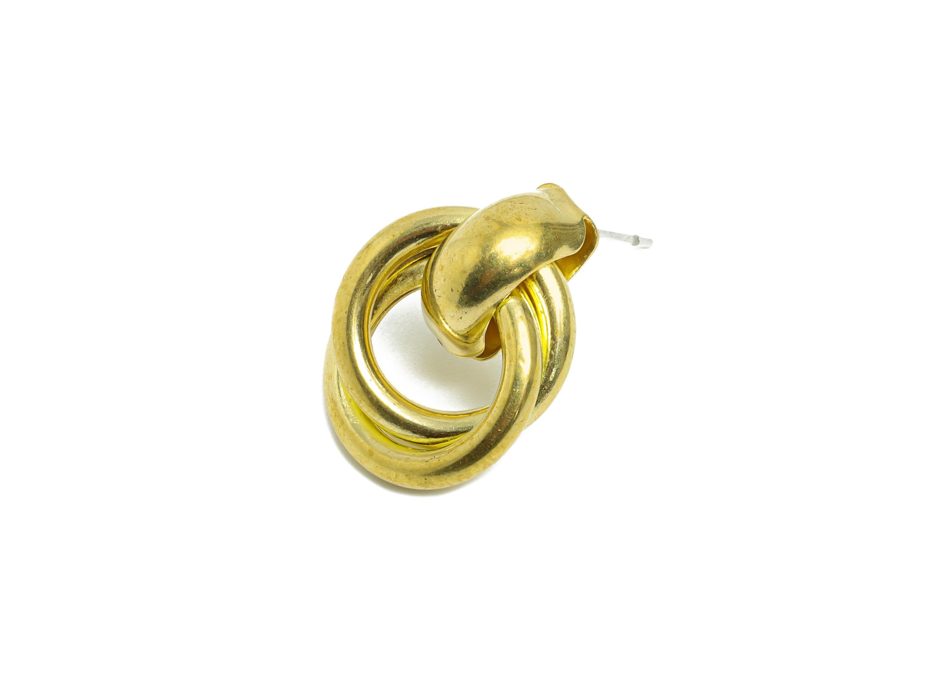 Brass Chunky Knot Earring Stud - Raw Brass Geometric Interlocking Earring Post - Brass Glossy Rectangle Hoop Earring Stud - 7x5x1mm -PP11393 - DOMEDBAZAAR