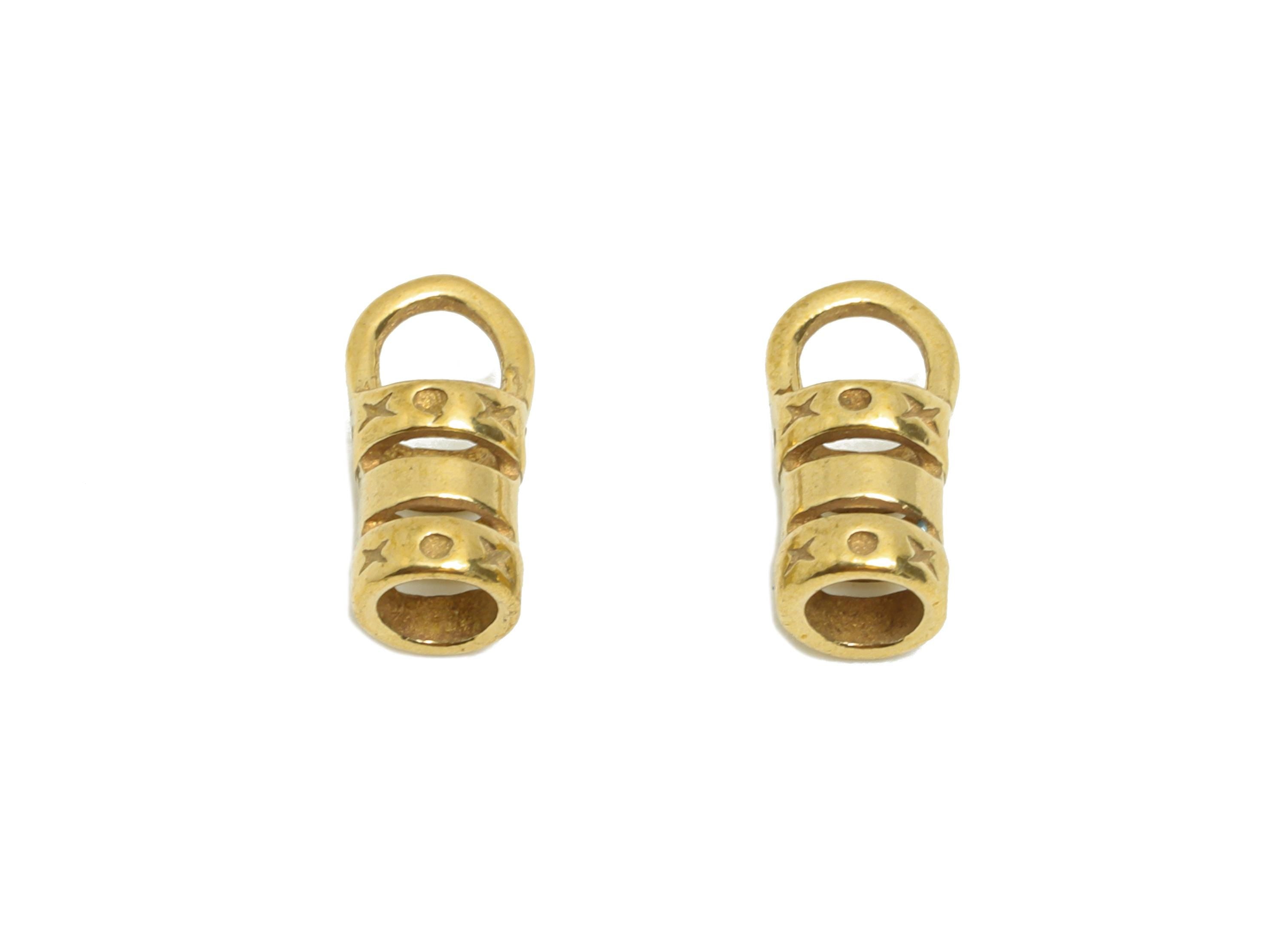 3mm Cord End Caps - Raw Brass Small Jewelry End Findings - Barrel Cord Ends for Jewelry - Tube Cord Tips - Connector Ends for Cord - PP11395