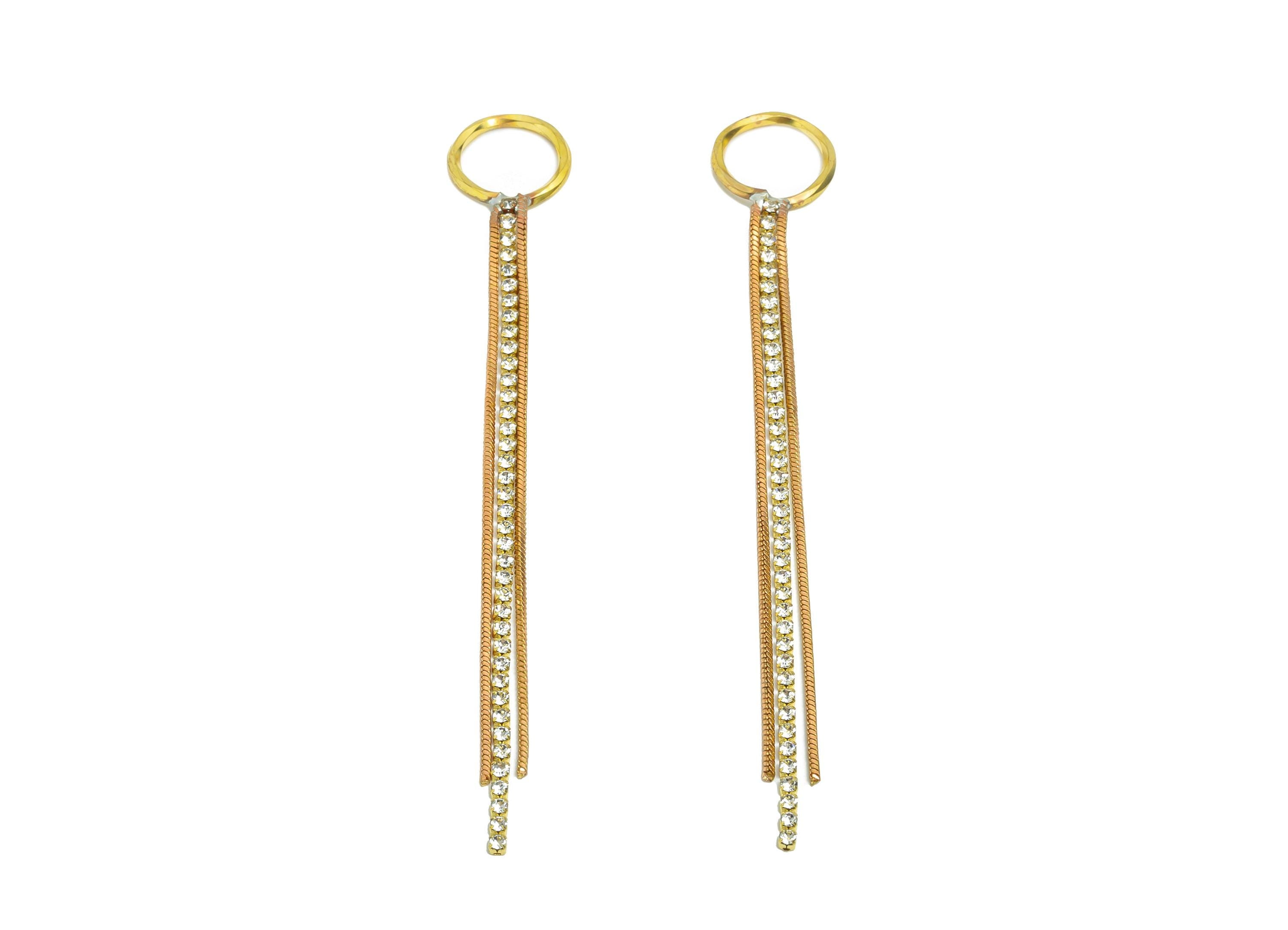 Brass Chain Dangle Charm - Raw Brass Ring Dangle Chain Charms - Brass Snake Chain Tassel Charm - Drop Connectors Charm - 102x12x1mm -PP11399