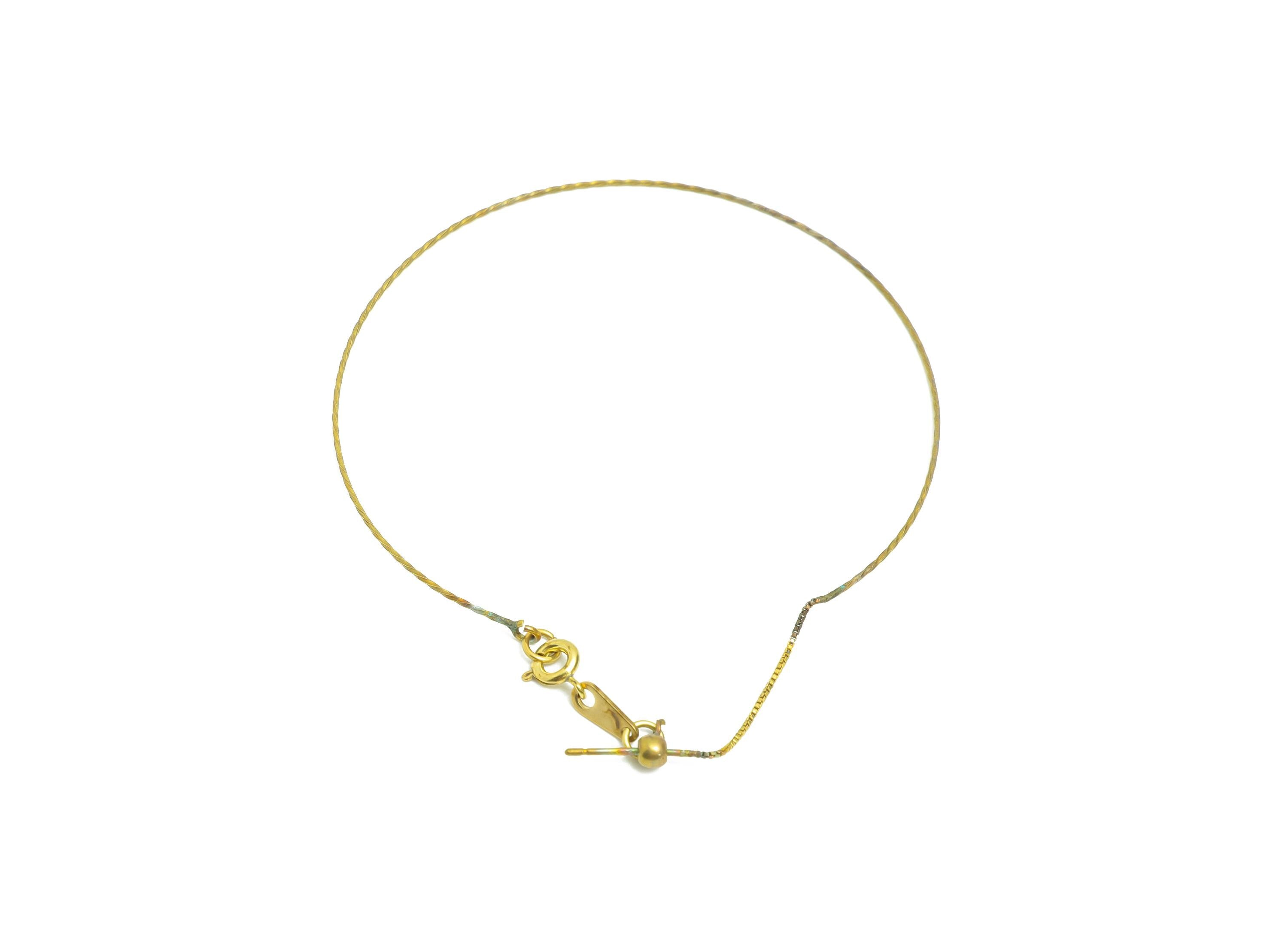 Brass Customizable Bracelet Base - Raw Brass 0.8mm Diameter Wire - Rubber Stopper  - Adjustable Bracelet For Beading - 63x58x0.7mm - PP11372