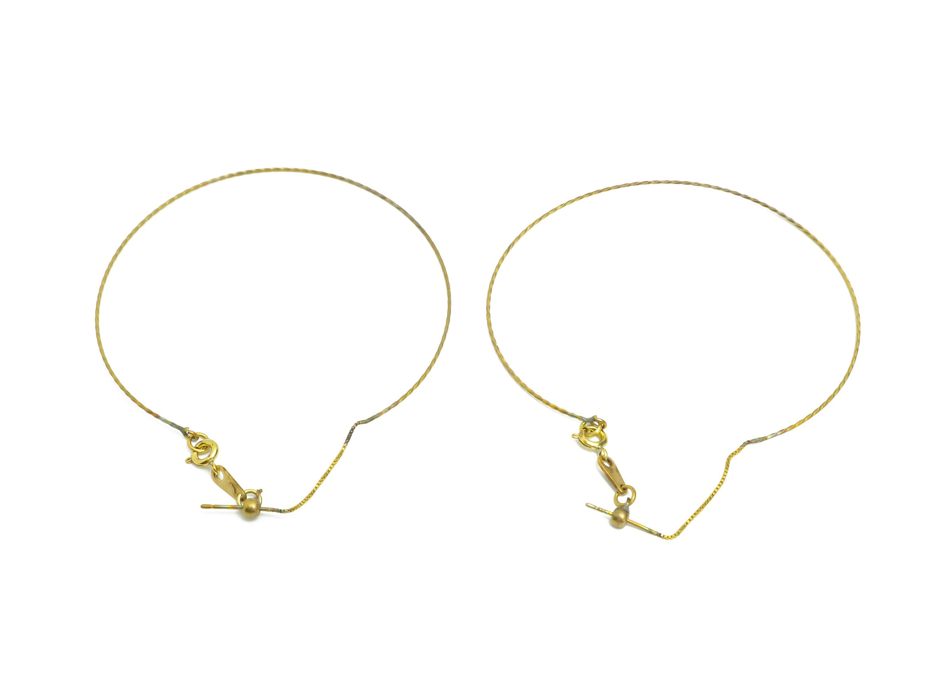 Brass Customizable Bracelet Base - Raw Brass 0.8mm Diameter Wire - Rubber Stopper  - Adjustable Bracelet For Beading - 63x58x0.7mm - PP11372