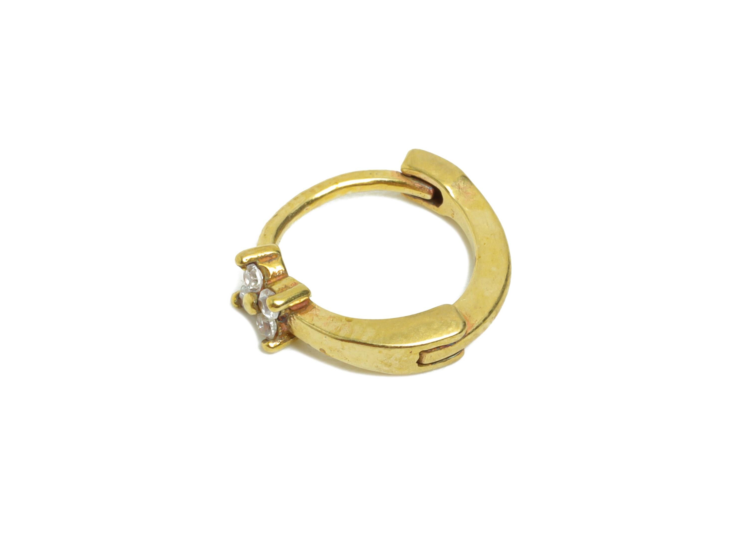 Brass CZ Floral Huggie Hoop Earring - Raw Brass Zircon Earring - Sparkling Huggie Hoop Clasp - Jewelry Finding - 11.6x10.32x3.3mm - PP11309 - DOMEDBAZAAR