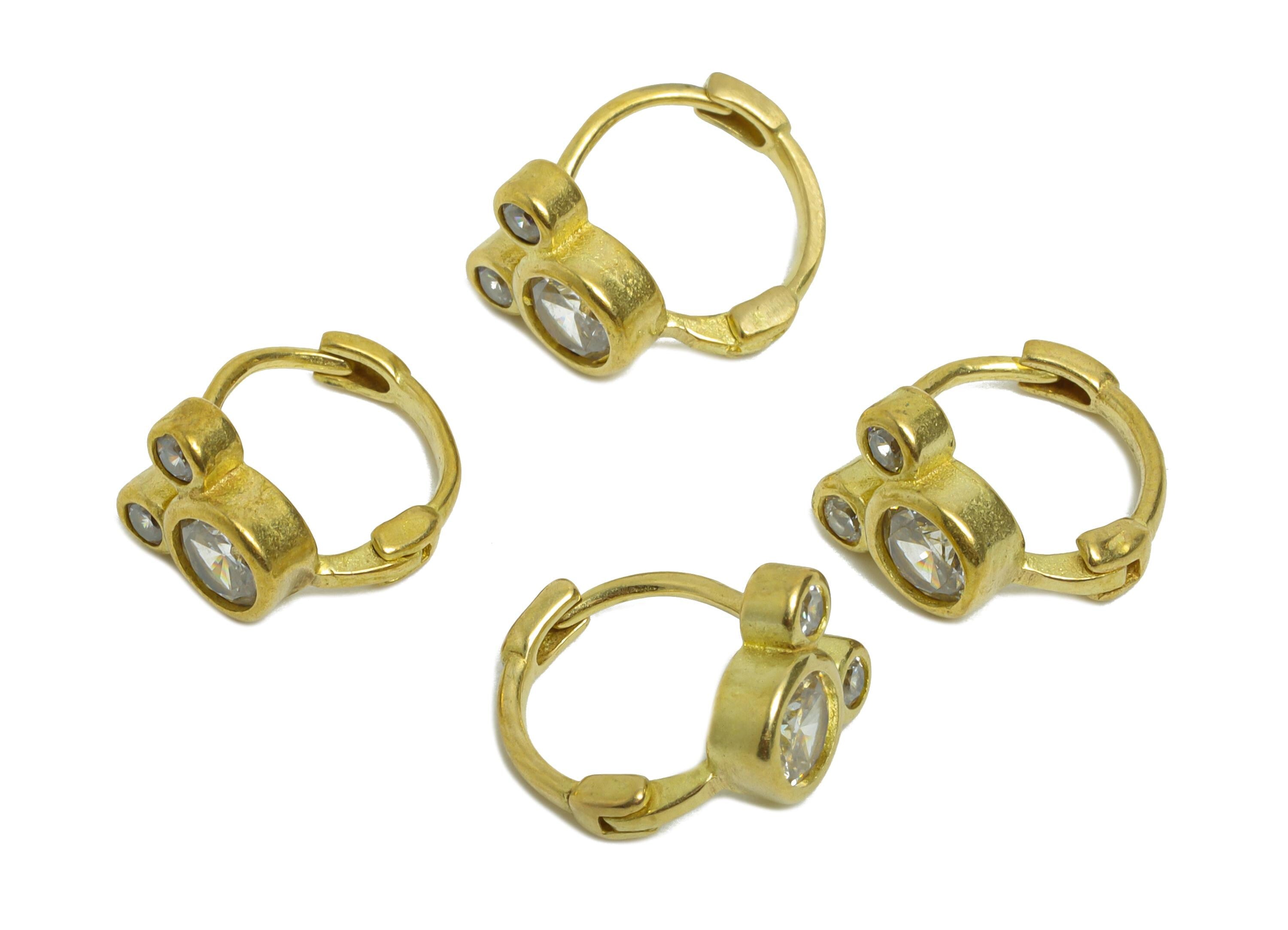 Brass CZ Huggie Hoop Earring - Raw Brass Cubic Zircon Hoop Earring - Trendy Hoop Jewelry Design - Everyday Wear - 6.15x5.58x2mm - PP11284 - DOMEDBAZAAR