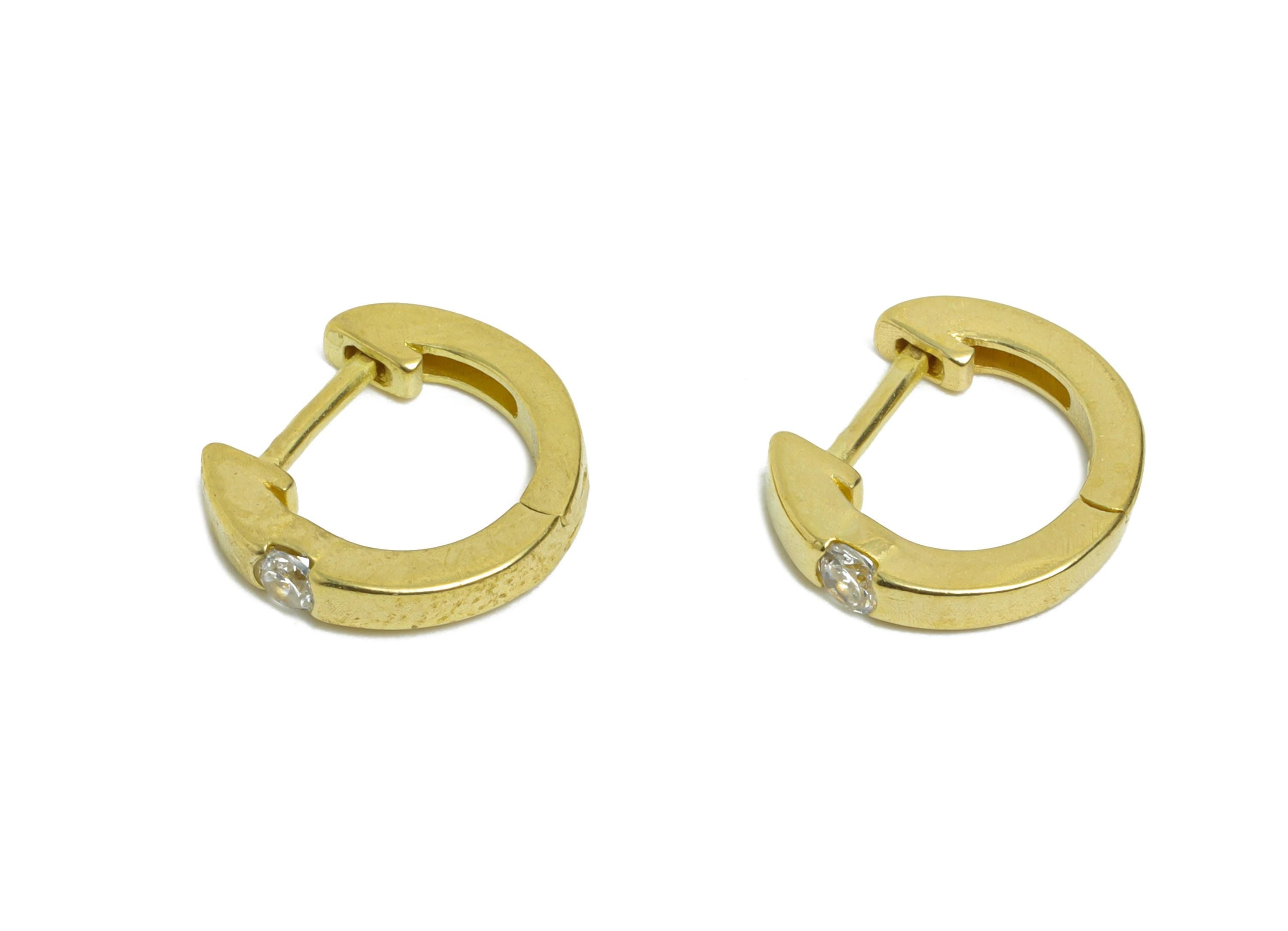 Brass CZ Huggie Hoop Earrings - Raw Brass Dainty Cubic Zircon Earrings - Minimalist Huggie Hoop - Everyday Wear - 12.17x11x2.52mm - PP11327 - DOMEDBAZAAR