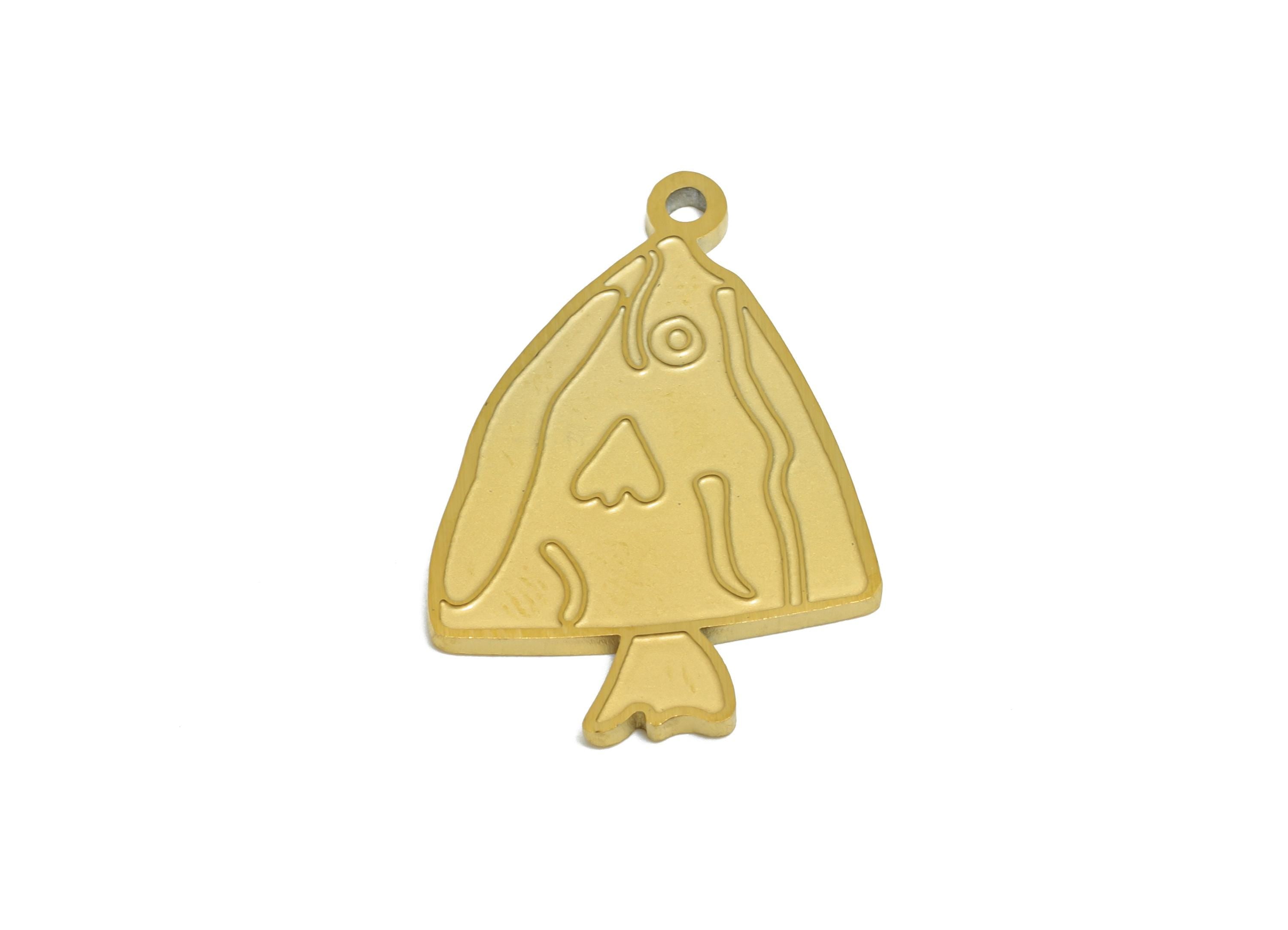 Steel Abstract Fish Pendant - Flat Marine Life Pendant - Customizable Modern Minimalist Charm - Real Vacuum Plating - 25x16.97x1mm - SS2741 - DOMEDBAZAAR