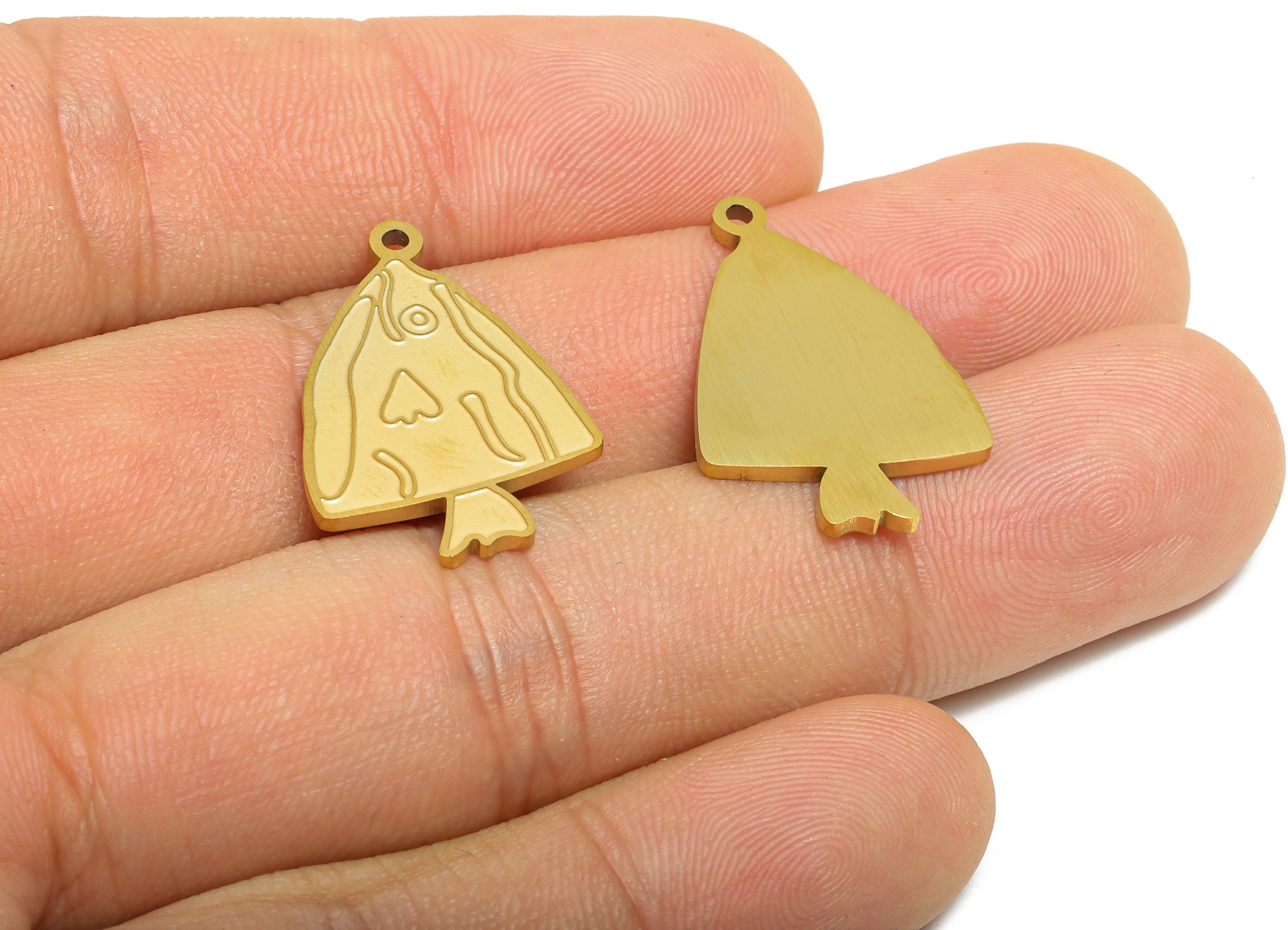 Steel Abstract Fish Pendant - Flat Marine Life Pendant - Customizable Modern Minimalist Charm - Real Vacuum Plating - 25x16.97x1mm - SS2741 - DOMEDBAZAAR