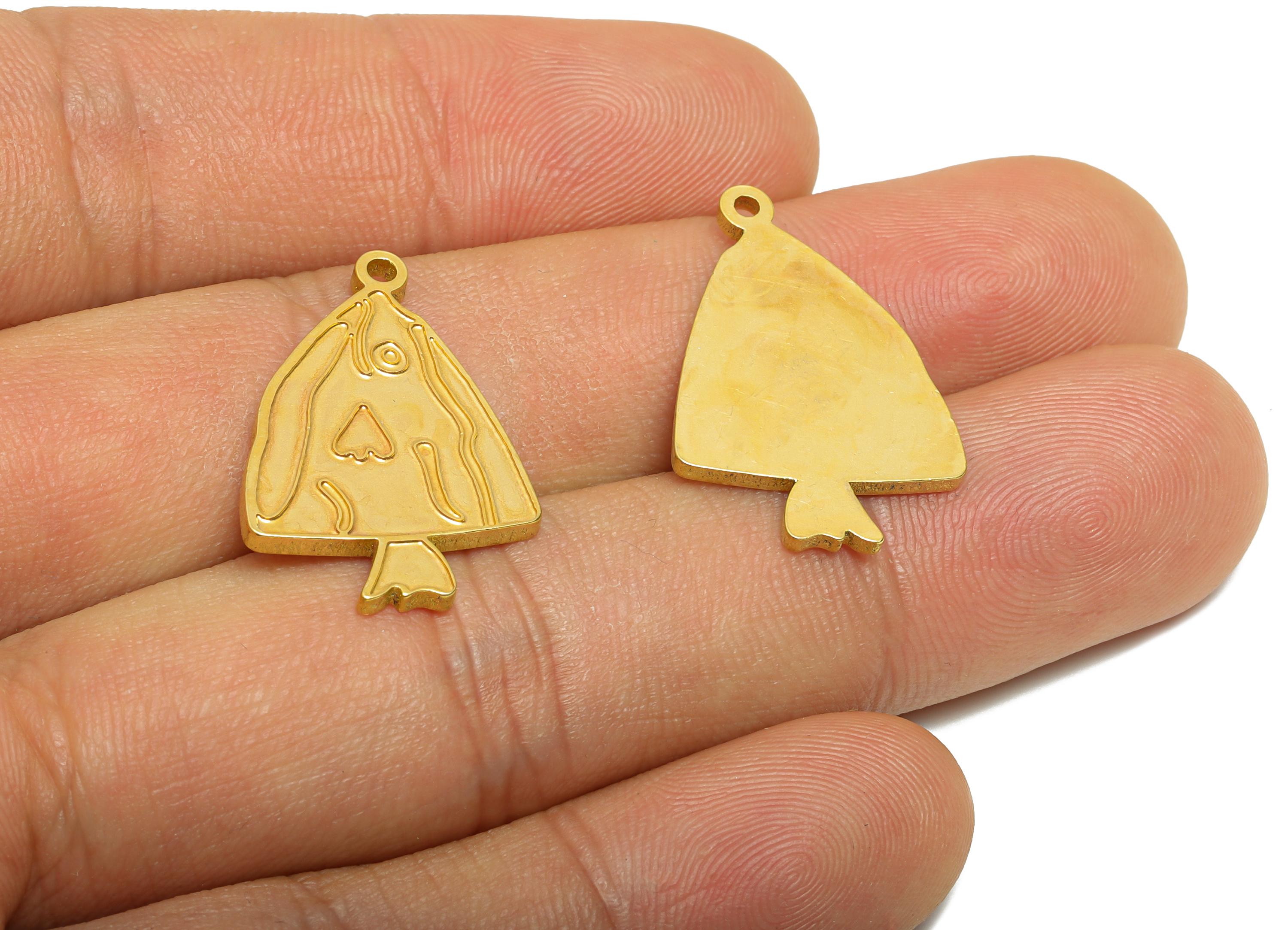 Brass Fish Charm - Textured Marine Life Pendant - Customizable Abstract Patterned Charm - DIY Jewelry Ocean Theme  - 27x12x1.5mm - PP11448 - DOMEDBAZAAR