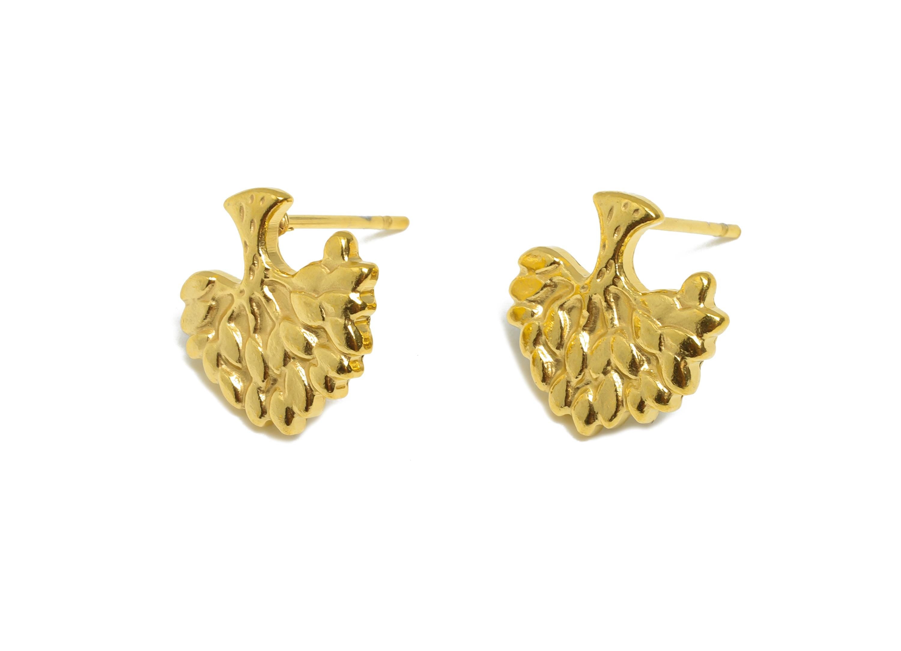 Steel Tree Stud Earring - Steel Tree Of Life Earring Post -  Nature Woodland Stud Earring - 24k Real Vacuum Plating - 12x12x1mm - SS2726G - DOMEDBAZAAR