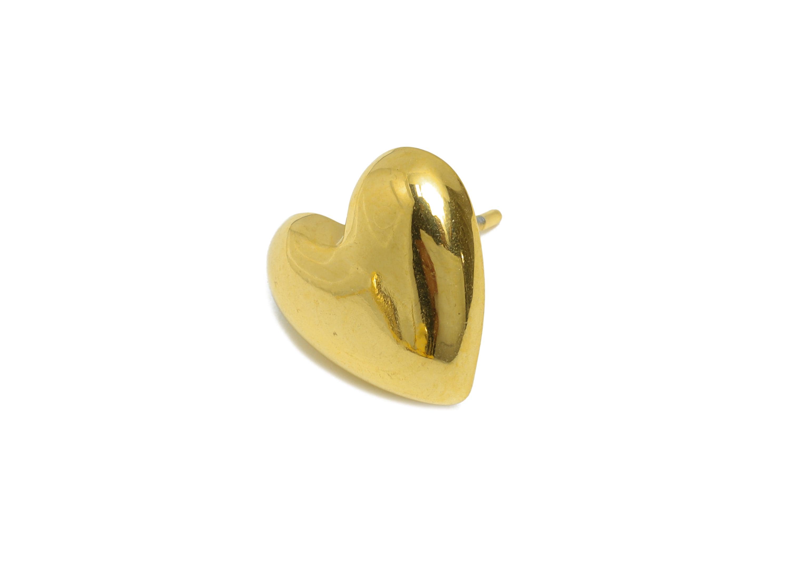 Steel Heart Stud Earring - Steel Romantic Stud Earring - Valentine Jewelry - Stainless Steel Post - 24K Real Vacuum Plated-11x12x3mm-SS2713G
