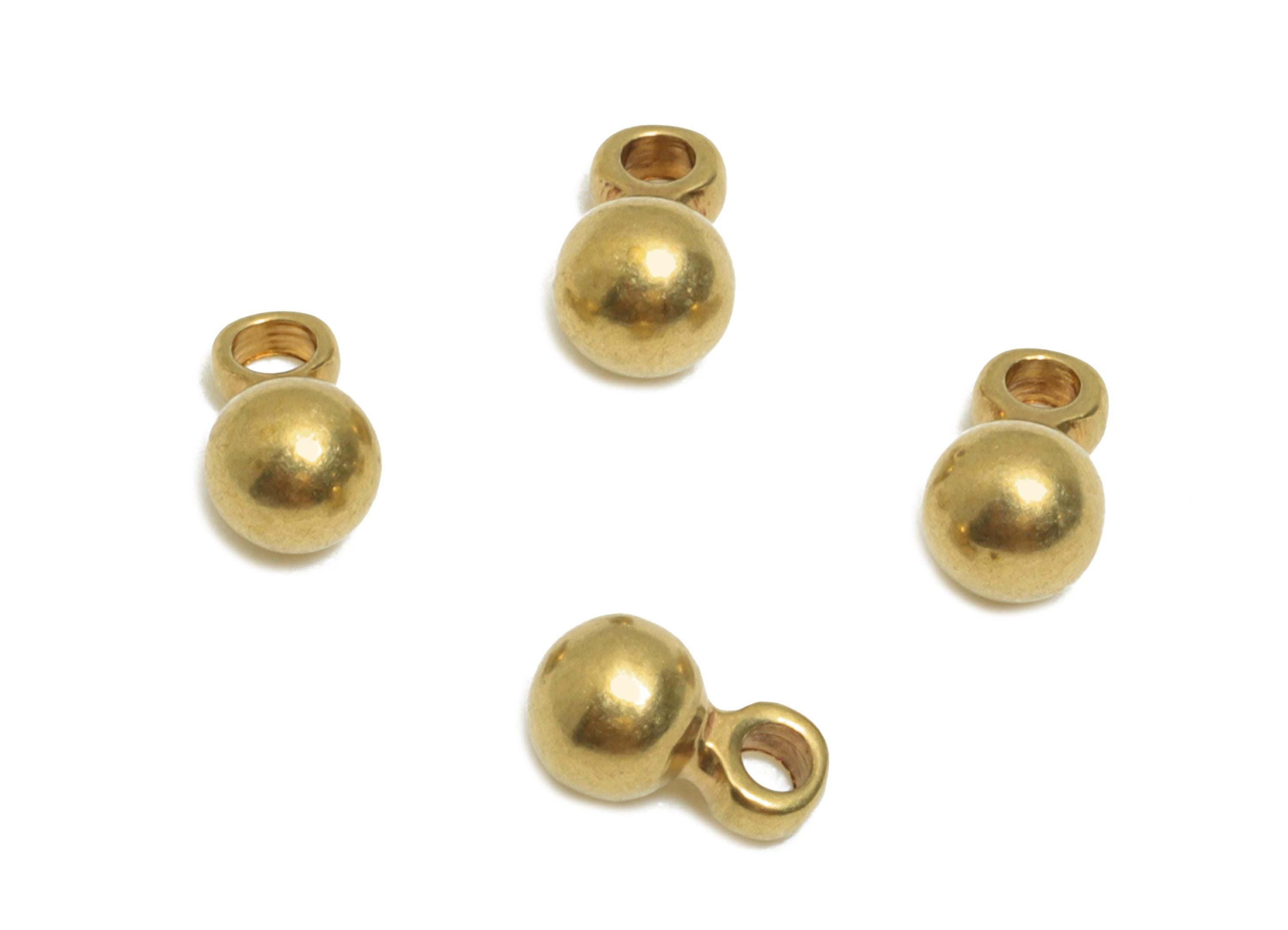 Brass Tiny Ball Charm - Raw Brass Small Bead Dangle - Minimalist Jewelry Supply - Lightweight Customizable Jewelry Bead - 22x13x2mm -PP11253 - DOMEDBAZAAR