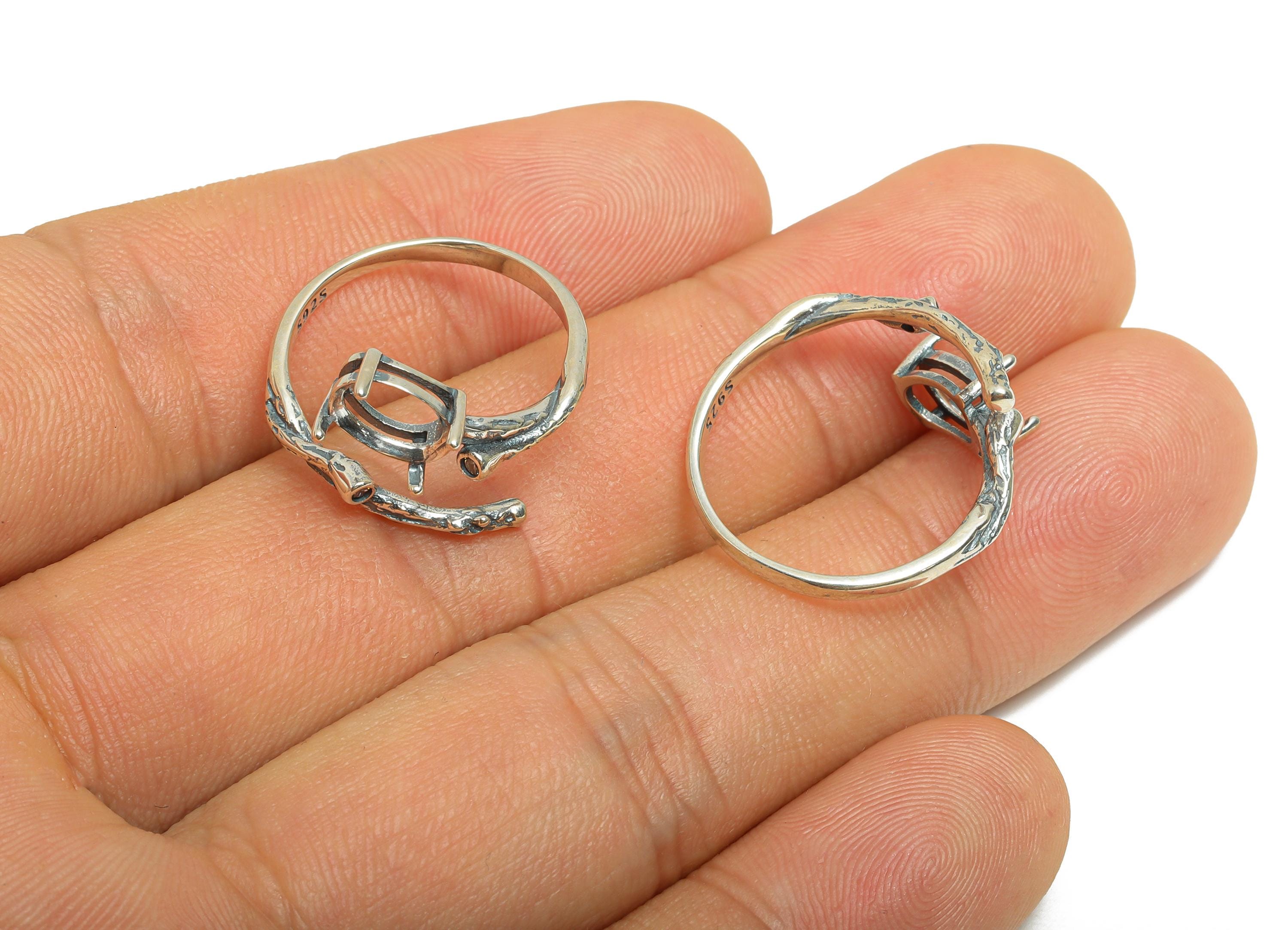 6*8 mm Adjustable Cabochon Ring - Vintage Ring Base - 925 Sterling Silver Ring Setting - Handmade Ring Blank - DIY Gemstone Ring - SI1064 - DOMEDBAZAAR