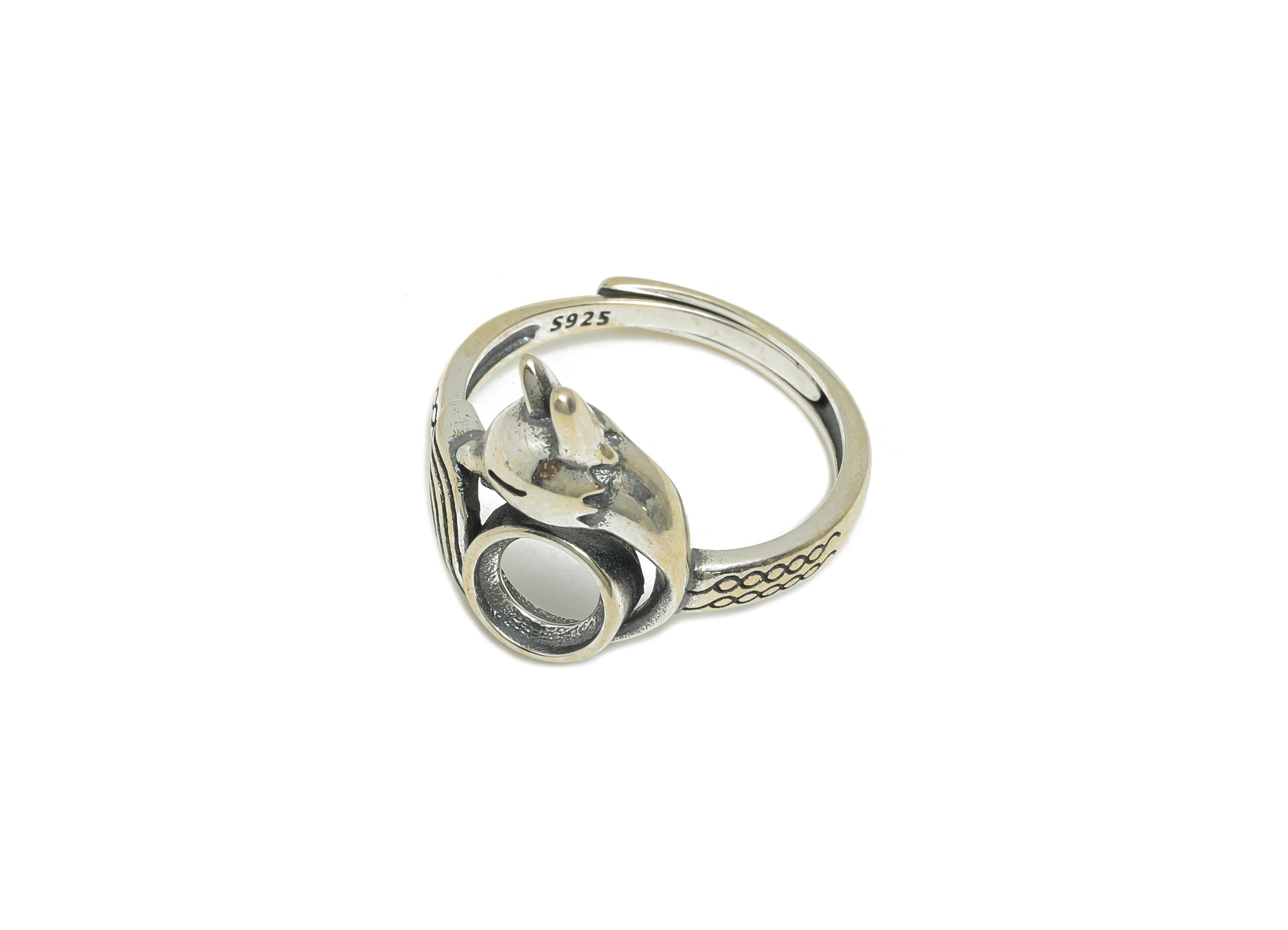 6mm Fox Cabochon Ring - Adjustable Ring Base - 925 Sterling Silver Ring Setting - Handmade Ring Blank - DIY Gemstone Ring - SI1063