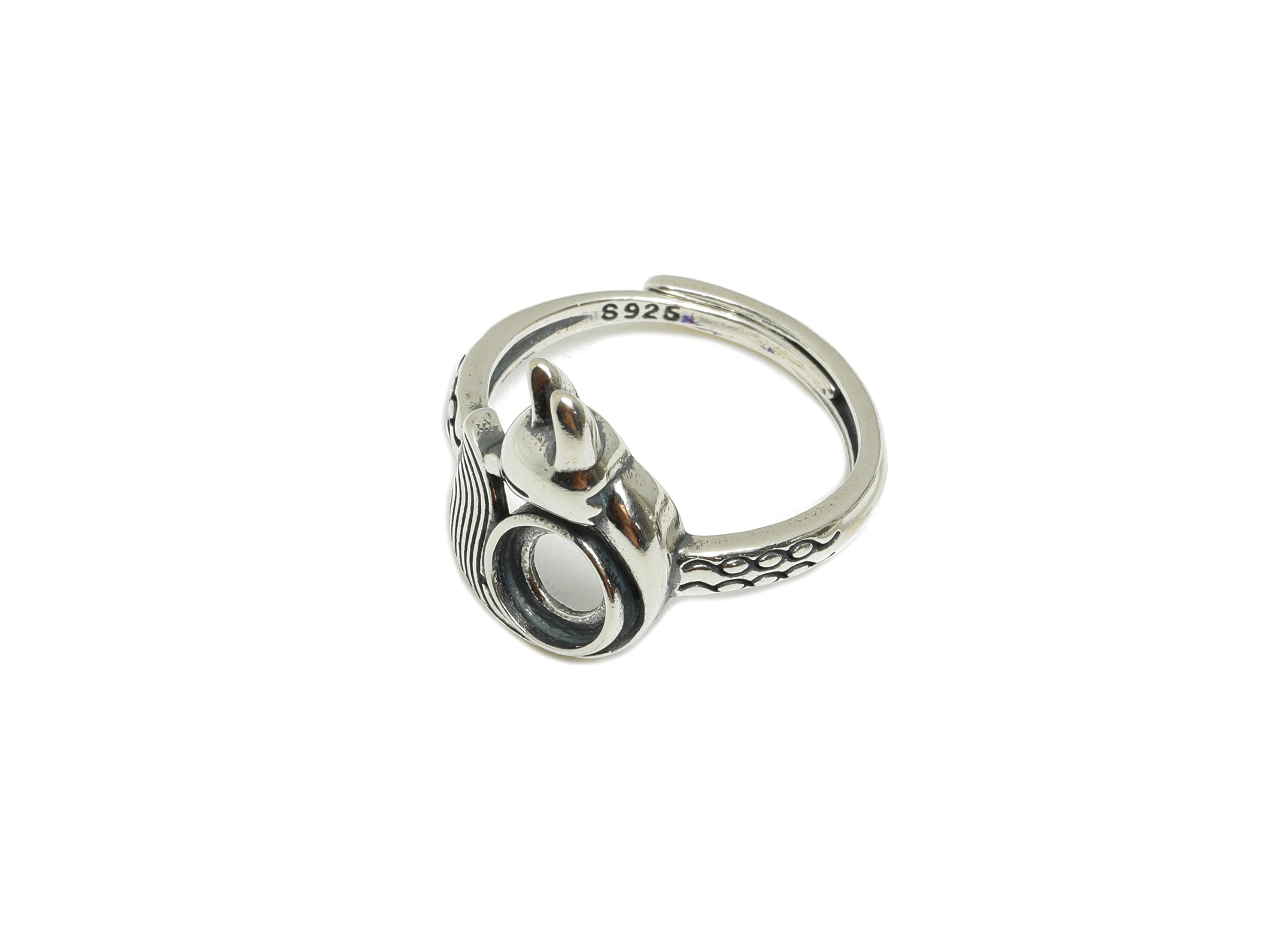 6mm Fox Cabochon Ring - Adjustable Ring Base - 925 Sterling Silver Ring Setting - Handmade Ring Blank - Custom Ring For Beads - SI1107