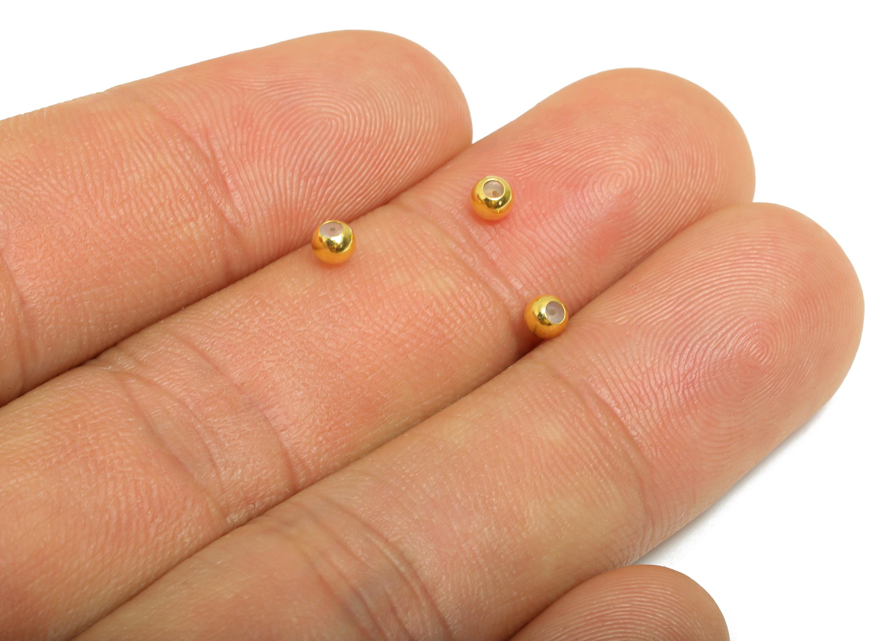 Silicone Stopper Bead - Adjustable Rubber Stopper - 925 Sterling Silver Rondelle Spacer Bead - Jewelry Making - 18K Real Gold Plated -SI1093