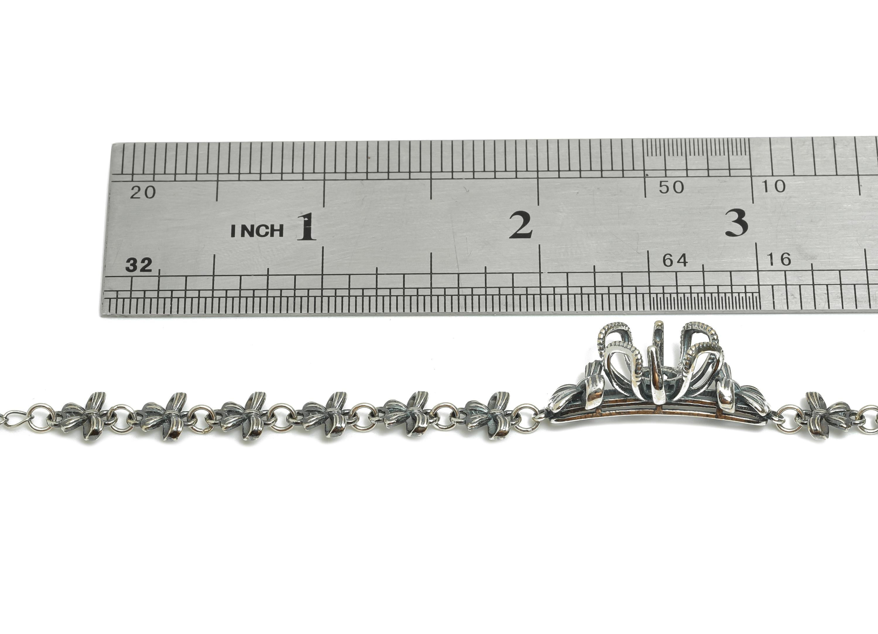 8mm Bow Link Bracelet Setting - 20+4cm Unique Adjustable Geometric Chain Bracelet - 925 Sterling Silver Rhodium Plating Bracelet - SI1037 - DOMEDBAZAAR