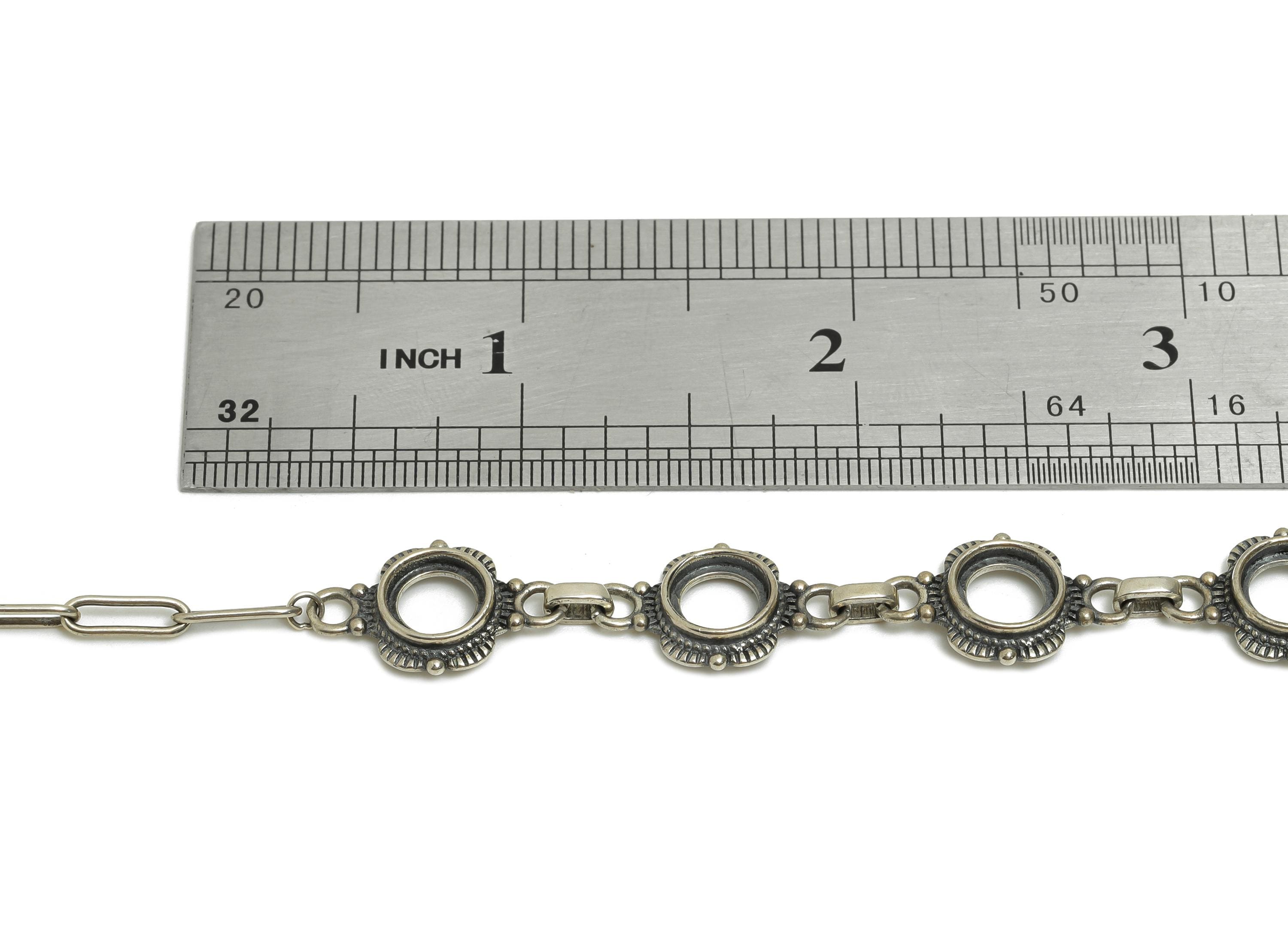 7mm Round Flower Bracelet Setting - 20+4cm Adjustable Boho Multi-Link Chain Bracelet - 925 Sterling Silver Rhodium Plating Bracelet - SI1026 - DOMEDBAZAAR