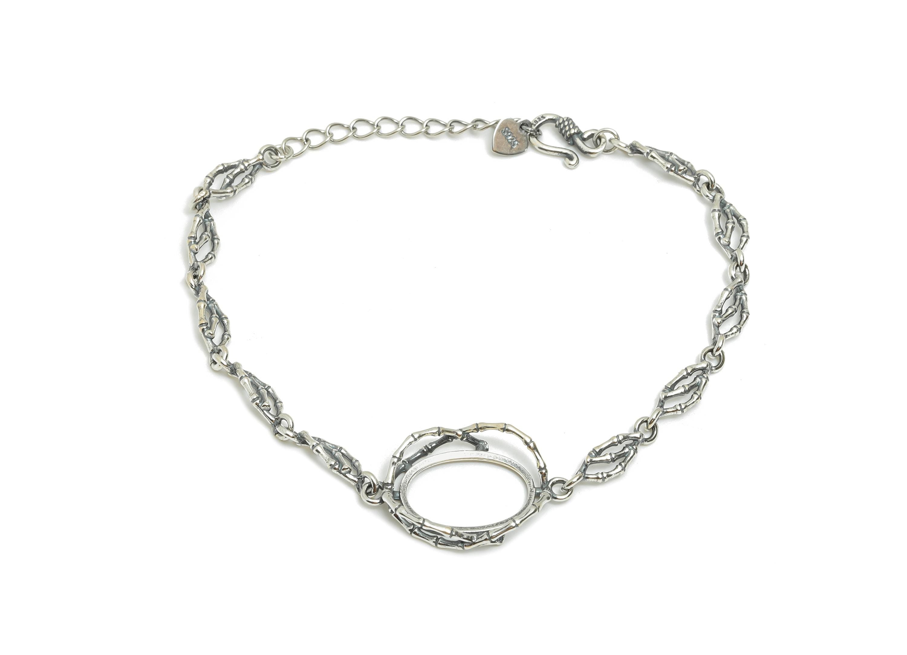 10*14mm Twig Motif Bracelet Setting - 20+4cm Adjustable Forest Style Chain Bracelet - 925 Sterling Silver Rhodium Plating Bracelet - SI1031 - DOMEDBAZAAR