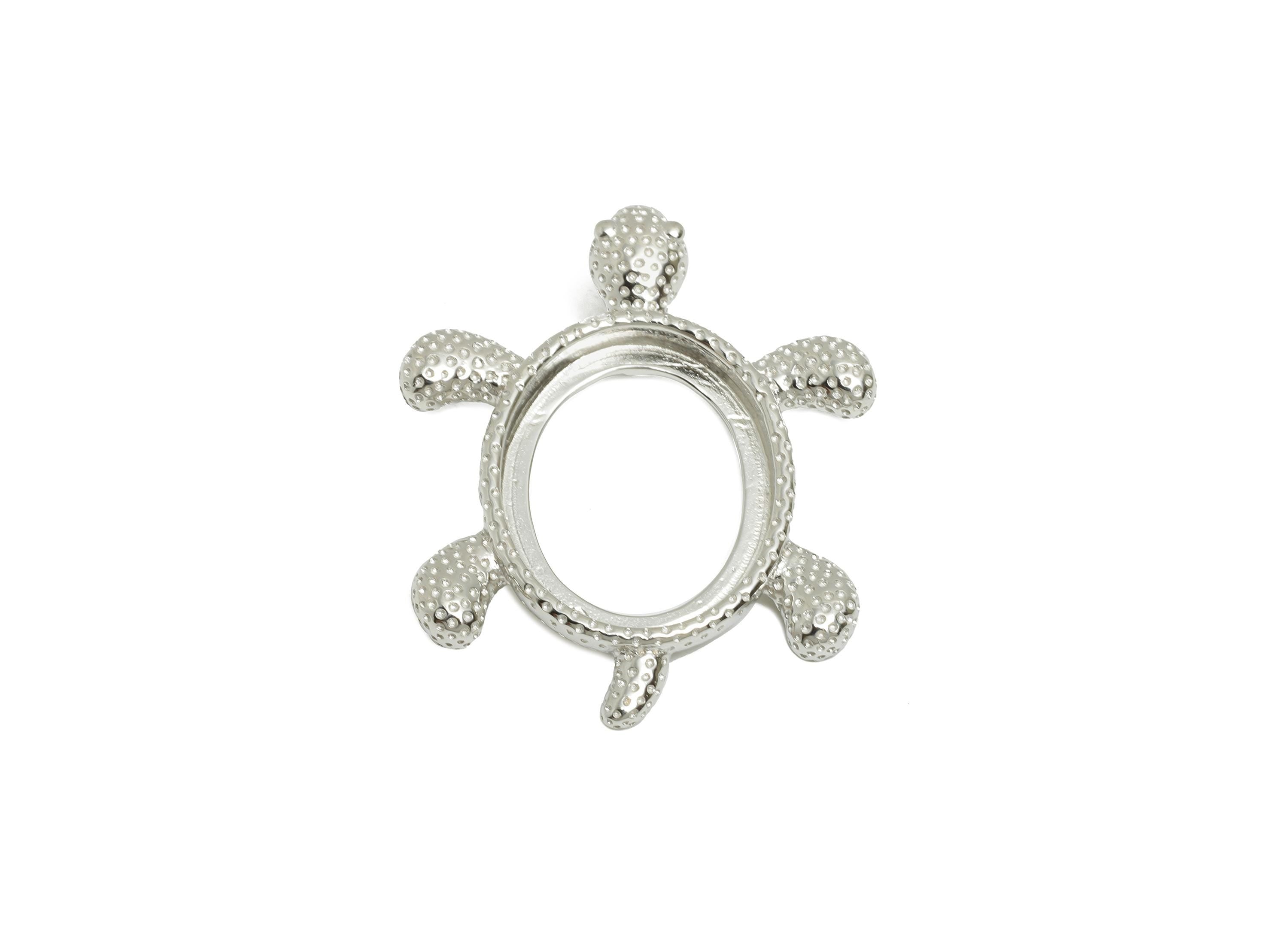 Sea Turtles Pendant Setting - 12*16mm Cabochon Pendant Base - 925 Sterling Silver - Marine Life Pendant - Customizable Pendant - SI1097 - DOMEDBAZAAR