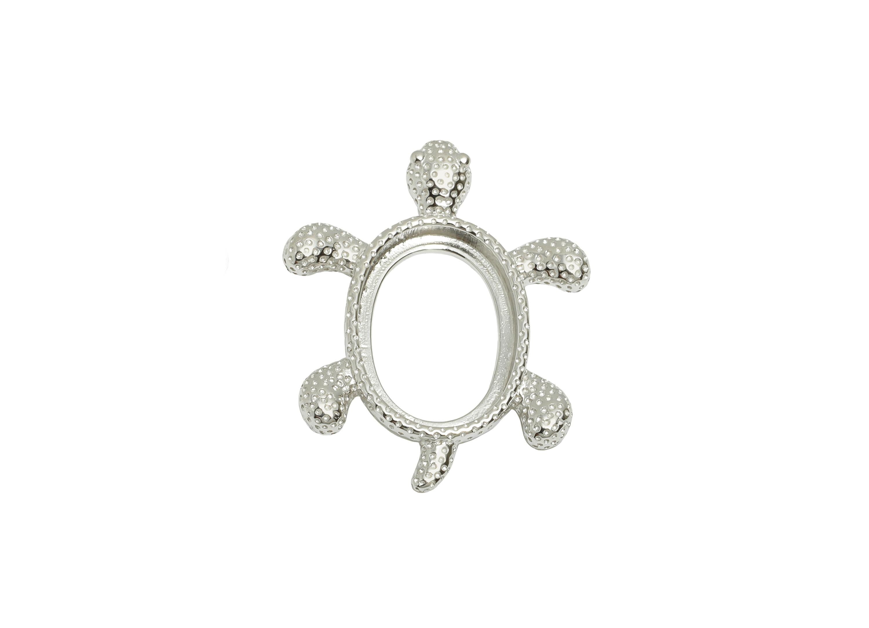Sea Turtles Pendant Setting - 8*13mm Cabochon Pendant Base - 925 Sterling Silver - Marine Life Pendant - Customizable Pendant - SI1095 - DOMEDBAZAAR