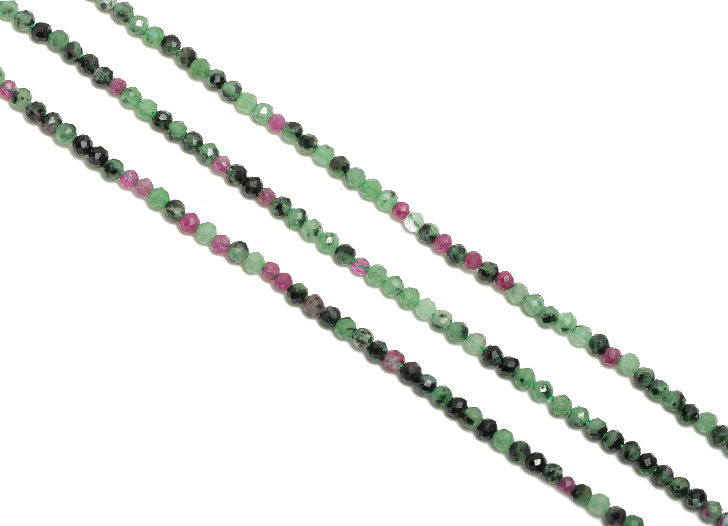 2mm Green Ruby Natural Stone Beads - Faceted Round Bead 15.5 inch /Strand - Crafting Gemstone Beads - Chic Beads for DIY Jewelry - NS2461 - DOMEDBAZAAR
