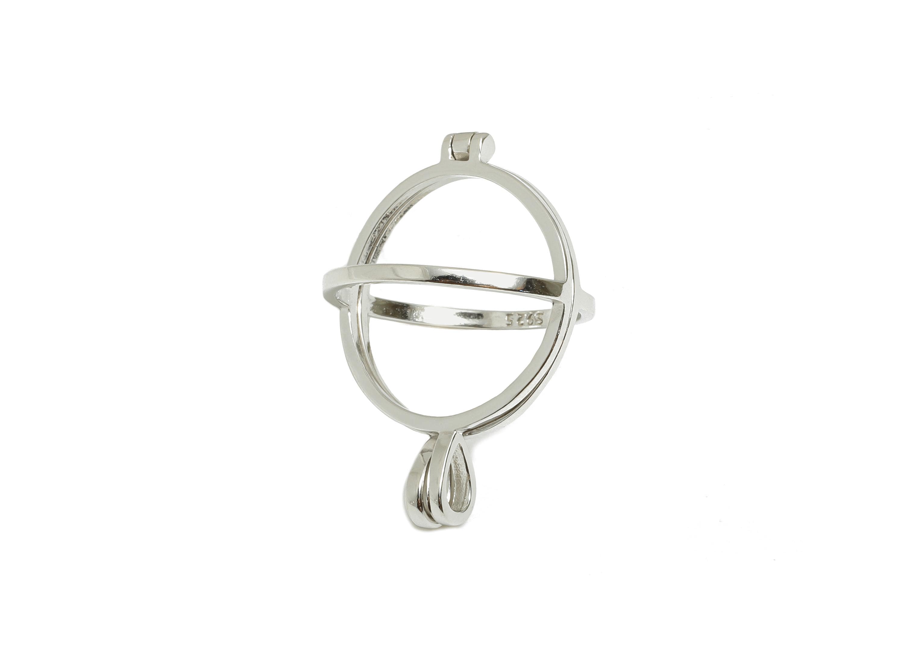 Openable Cage Pendant Setting - Locket Pendant Base - 925 Sterling Silver - Openable Round Pendant Frame - Sphere Cage Jewelry Base - SI1108 - DOMEDBAZAAR