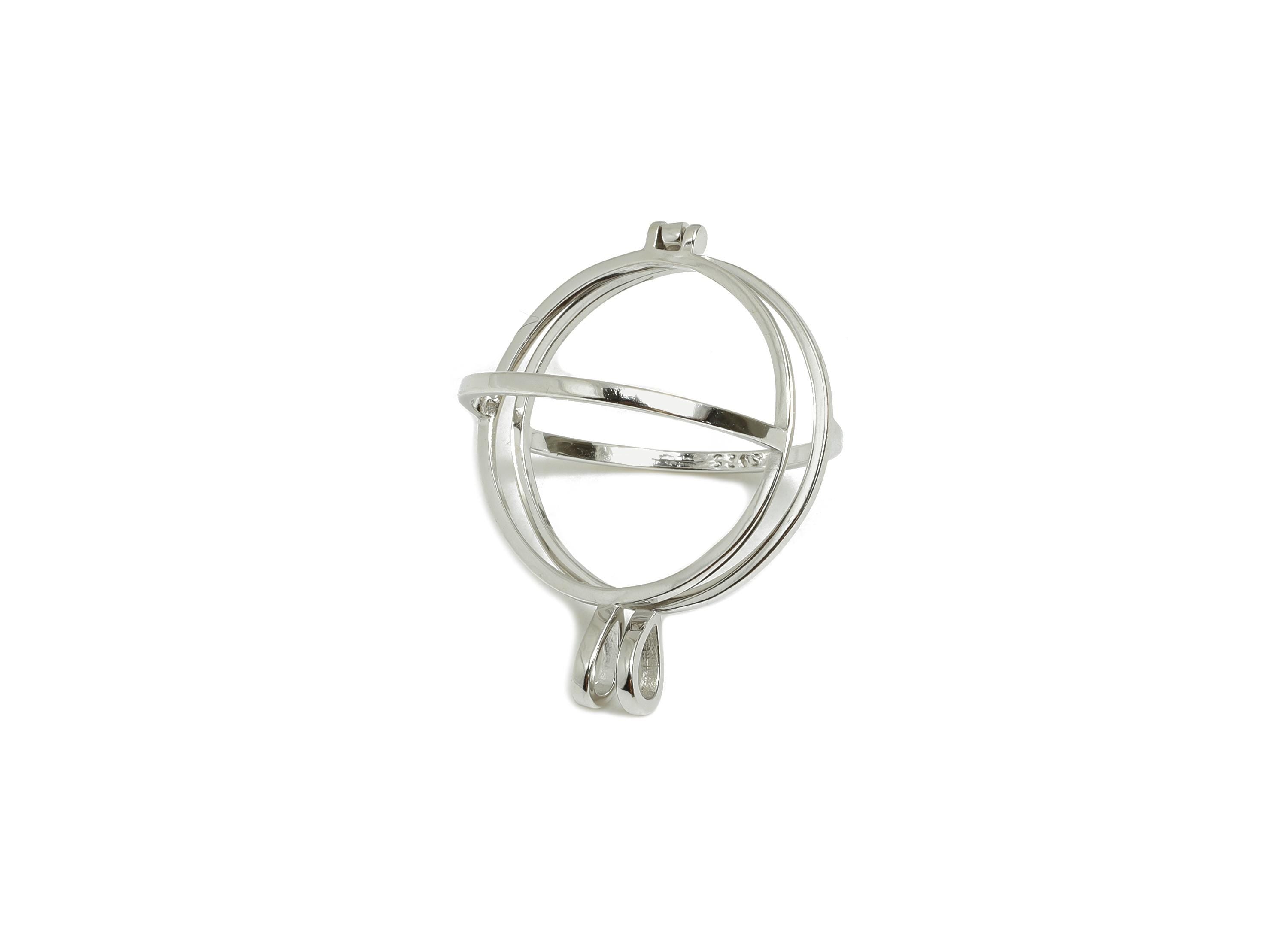 Openable Cage Pendant Setting - Locket Pendant Base - 925 Sterling Silver - Openable Round Pendant Frame - Sphere Cage Jewelry Base - SI1109 - DOMEDBAZAAR
