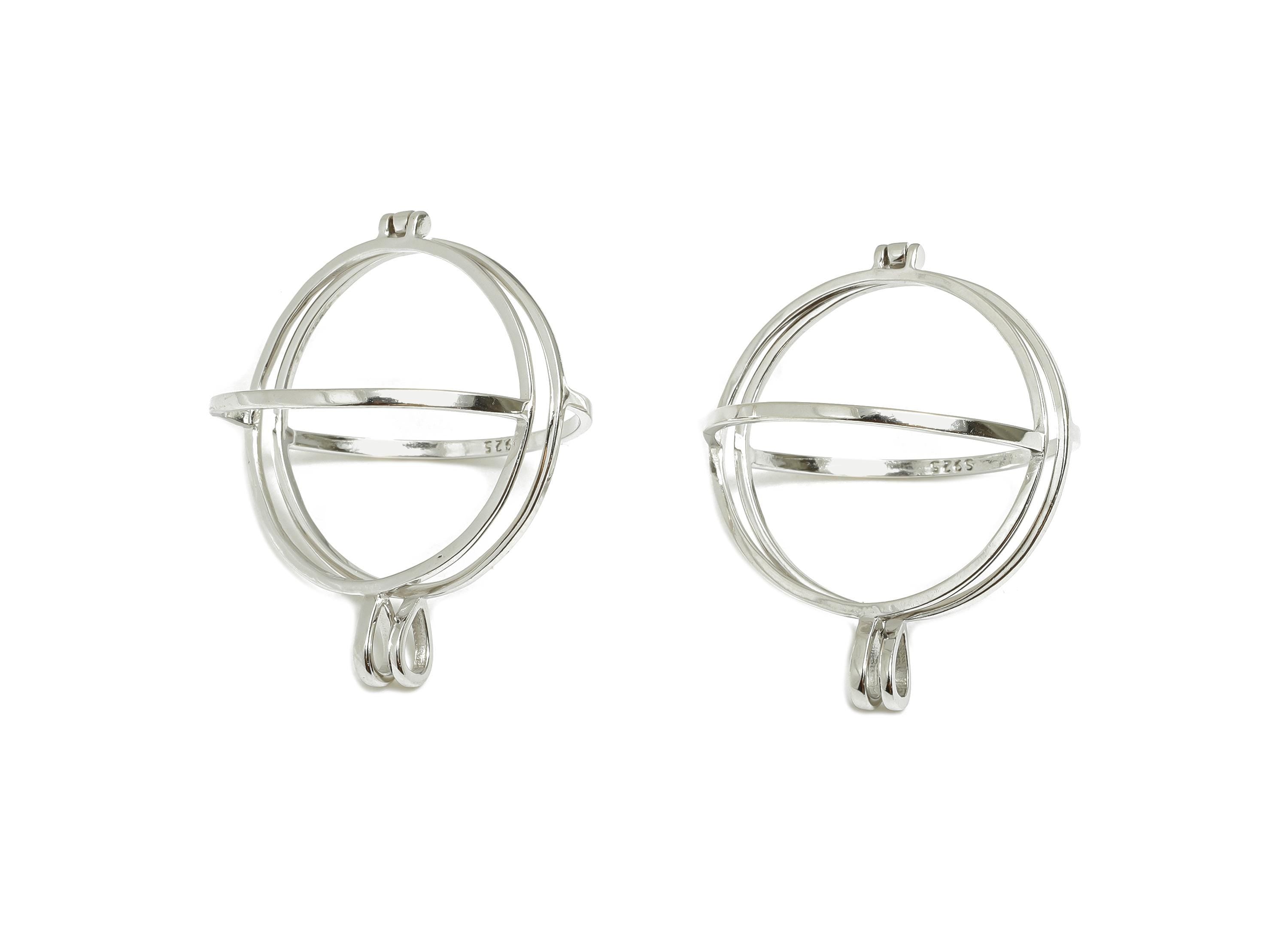Openable Cage Pendant Setting - Locket Pendant Base - 925 Sterling Silver - Openable Round Pendant Frame - Sphere Cage Jewelry Base - SI1110 - DOMEDBAZAAR