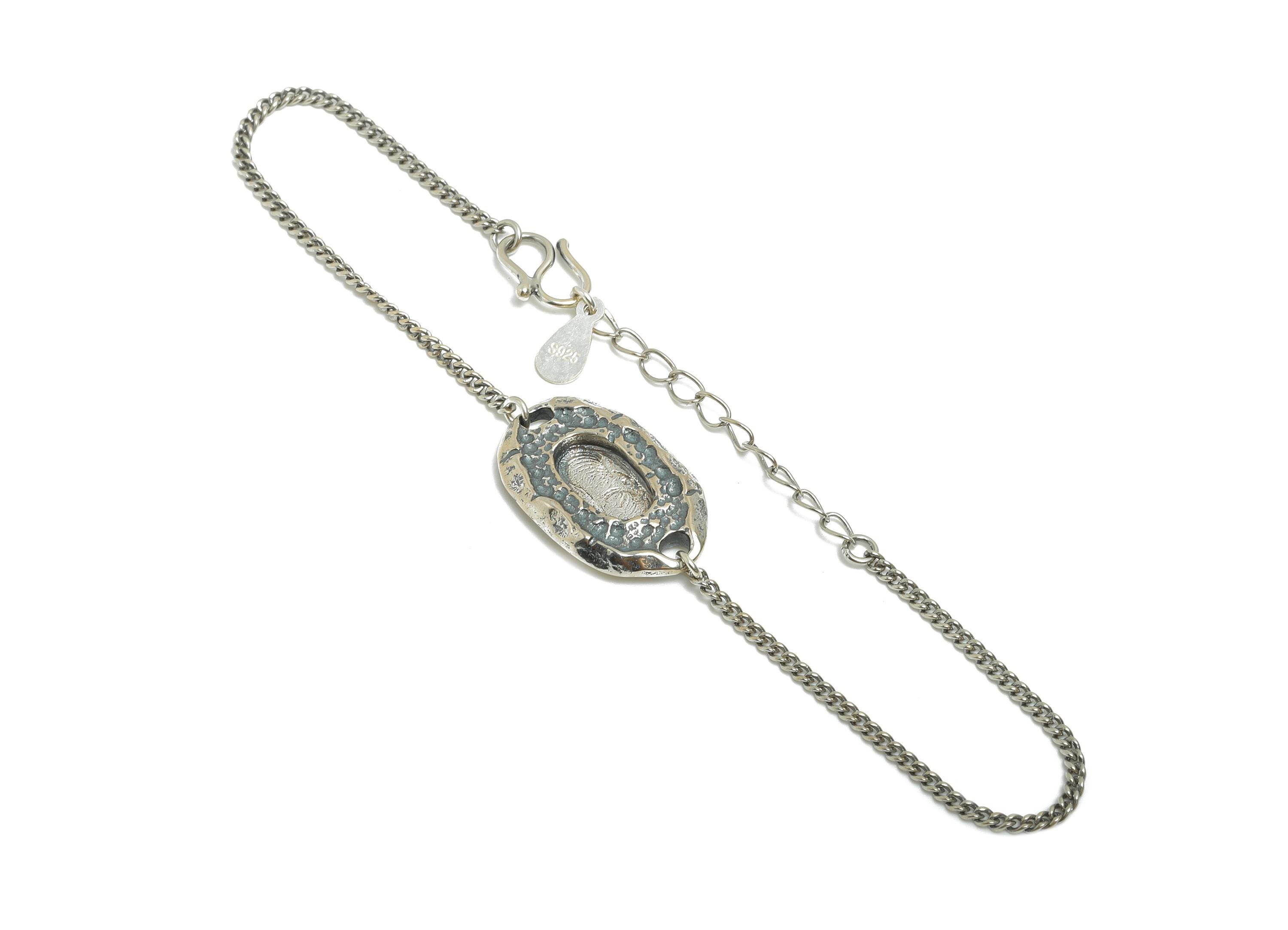 5*10mm Organic Oval Bracelet Cabochon Base - 925 Sterling Silver Bracelet Setting - Chunky Chain Bracelet - Rhodium Plating - SI1073 - DOMEDBAZAAR