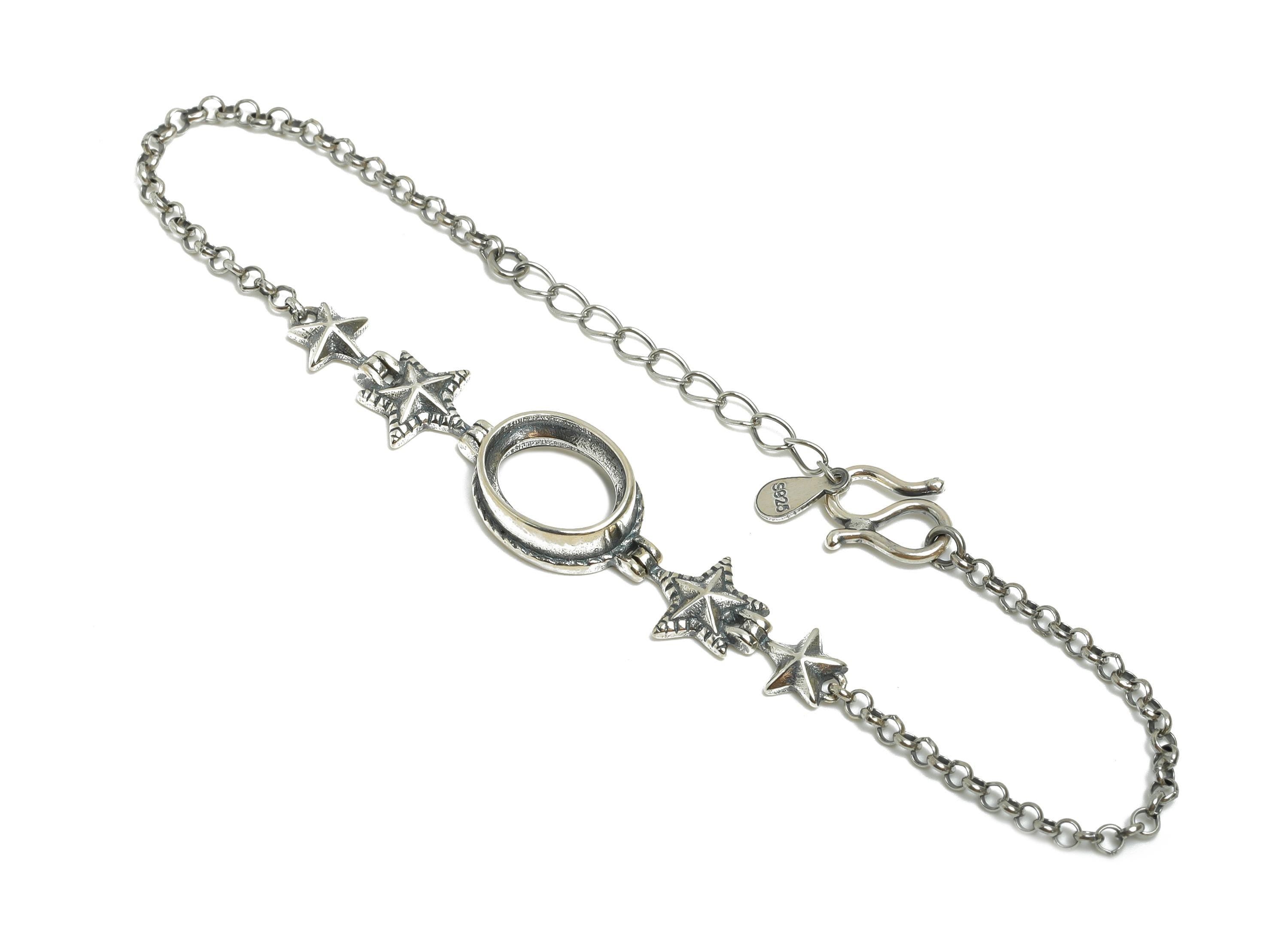 8*10mm Star Cabochon Bracelet Base - Handmade 925 Sterling Silver Bracelet Setting - Adjustable Star Bracelet - Rhodium Plating - SI1075 - DOMEDBAZAAR