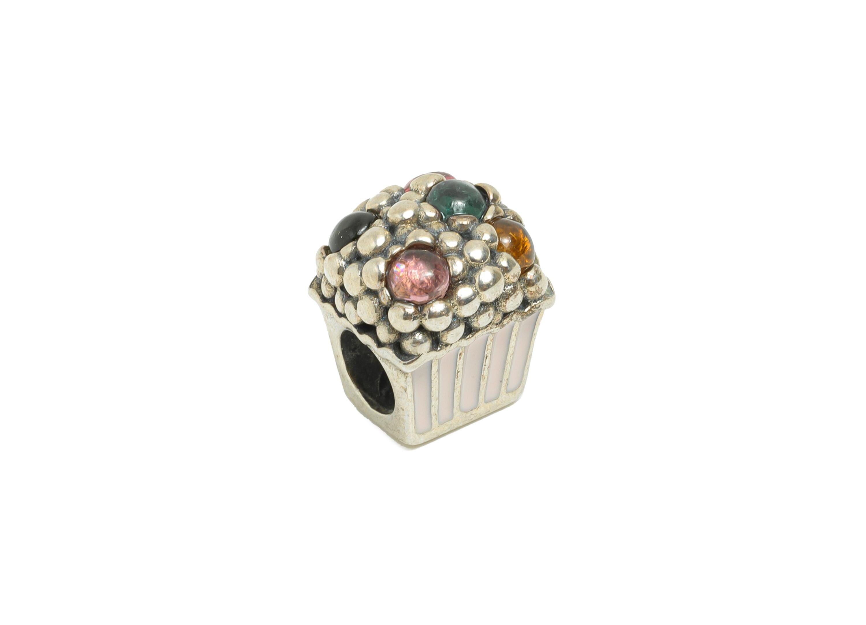 Tourmaline Cupcake Bead - Enamel Cupcake Spacer Bead - Jewelry Making Supplies - Whimsical Bead  - 925 Sterling Silver - 12x10x10mm-SI1166 - DOMEDBAZAAR