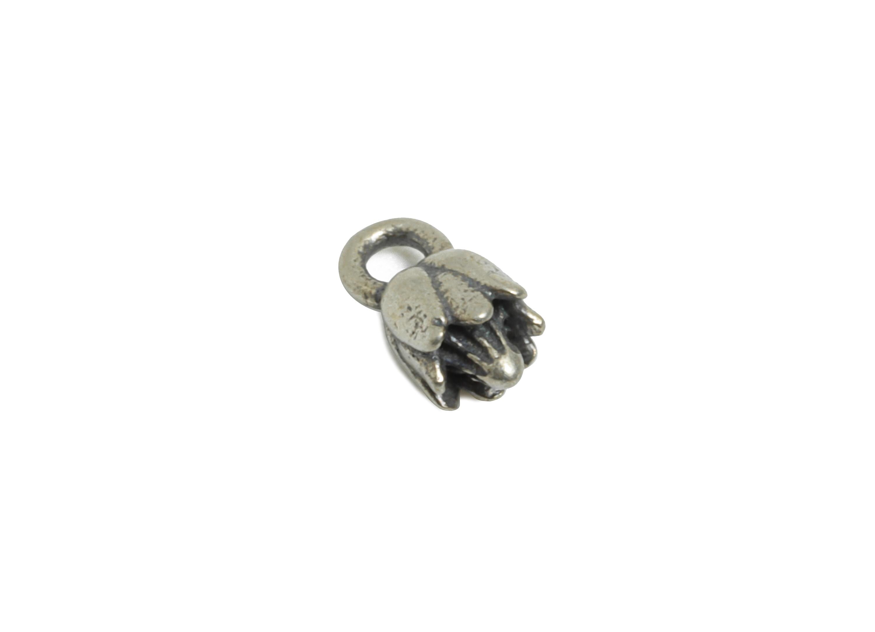 Silver Floral Bracelet Charm - Botanical Bracelet Charm - Braided Bracelet Charm - 925 Sterling Silver - Rhodium Plated - 5x2.7x2.7mm-SI1121 - DOMEDBAZAAR