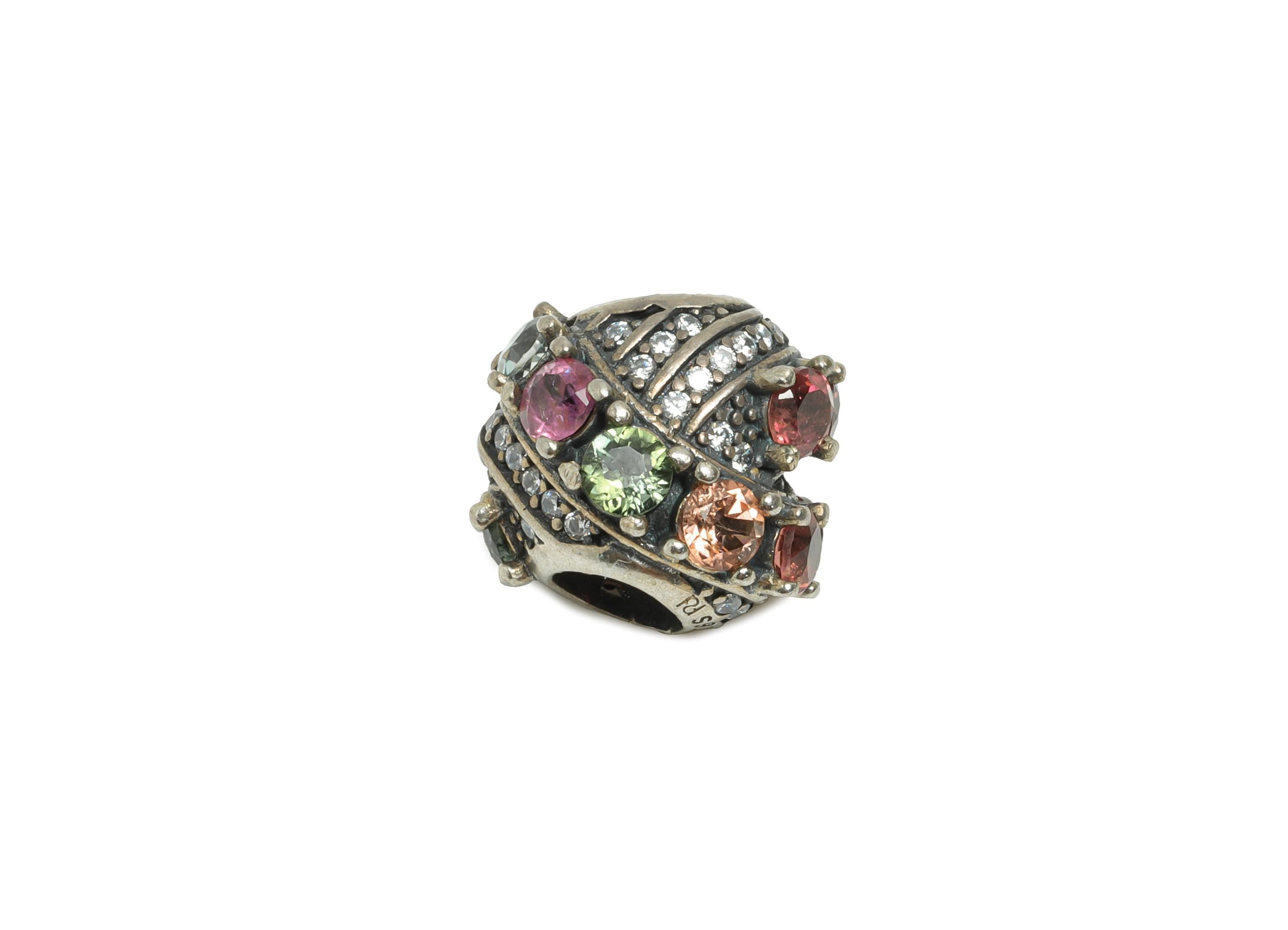 Sterling Silver Tourmaline  Bead - Sparking Bracelet Jewelry Finding - Jewelry Making Supplies  - 925  Sterling Silver - 12x12x10mm-SI1172 - DOMEDBAZAAR