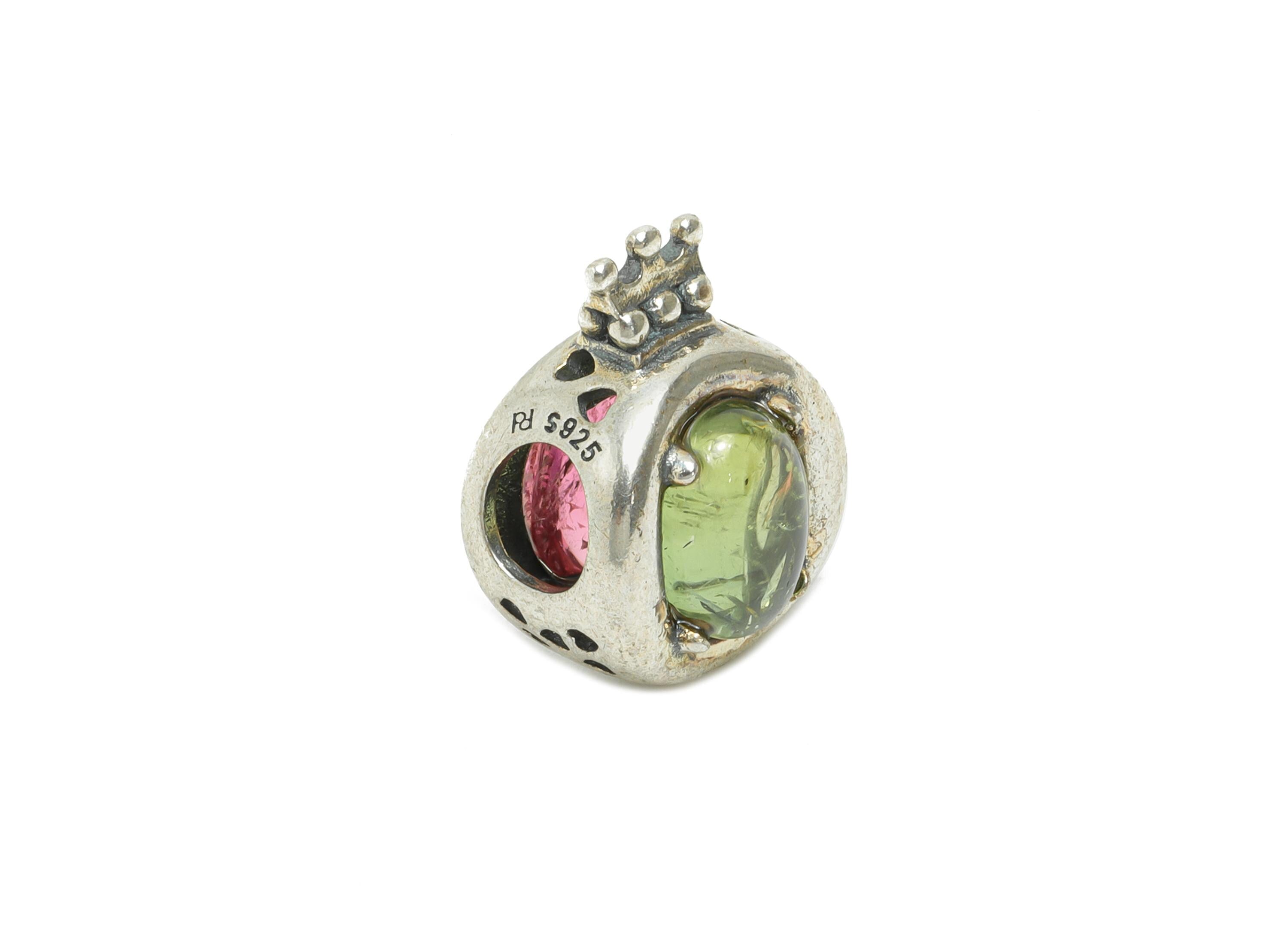 925 Sterling Silver Crown Bead - Tourmaline Vintage Bracelet Jewelry Finding - Jewelry Making Supplies - Pandora Bead - 15x11x10mm - SI1171 - DOMEDBAZAAR