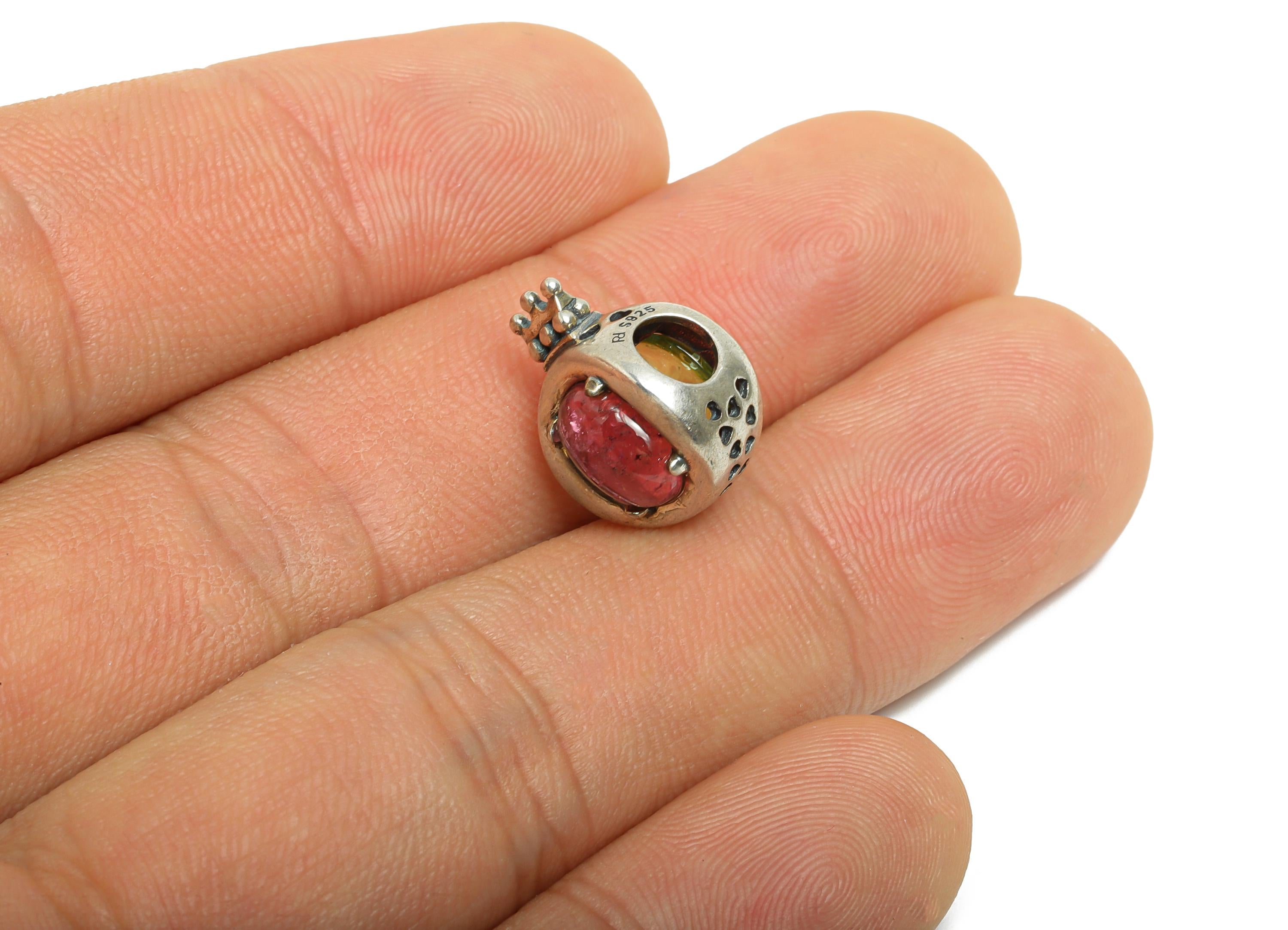 925 Sterling Silver Crown Bead - Tourmaline Vintage Bracelet Jewelry Finding - Jewelry Making Supplies - Pandora Bead - 15x11x10mm - SI1171 - DOMEDBAZAAR
