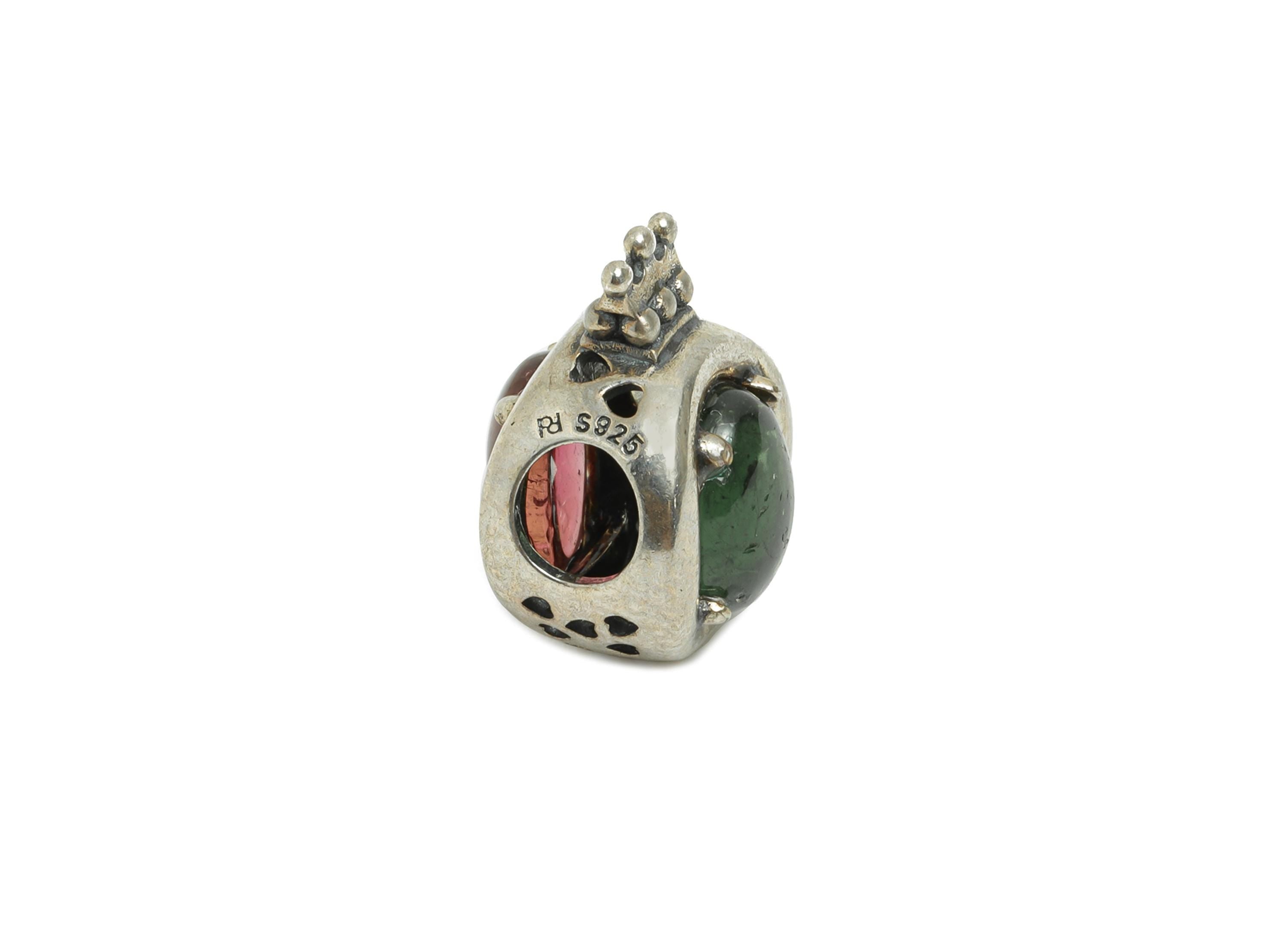 925 Sterling Silver Crown Bead - Tourmaline Vintage Bracelet Jewelry Finding - Jewelry Making Supplies - Pandora Bead - 15x11x10mm - SI1170 - DOMEDBAZAAR