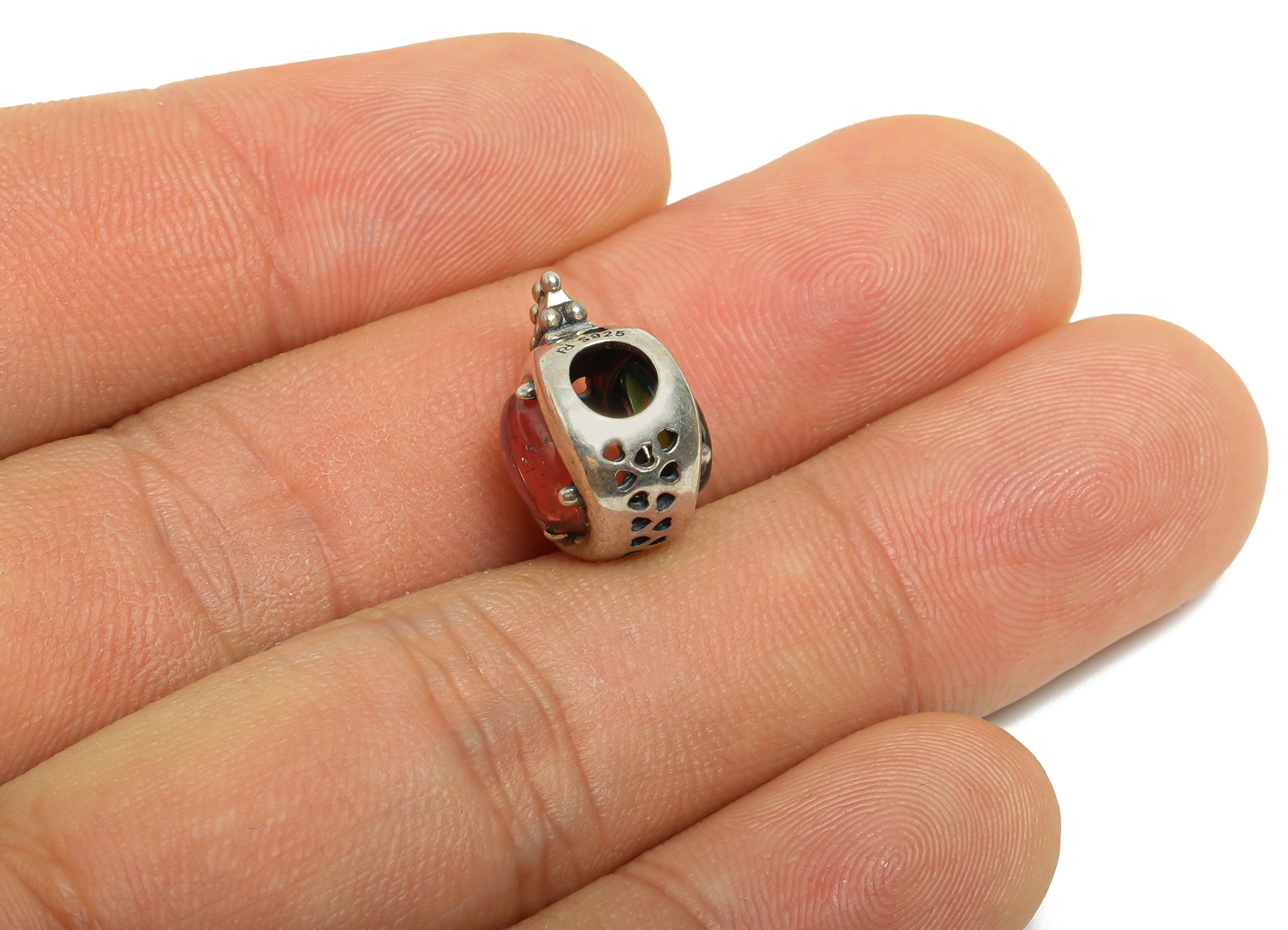 925 Sterling Silver Crown Bead - Tourmaline Vintage Bracelet Jewelry Finding - Jewelry Making Supplies - Pandora Bead - 15x11x10mm - SI1170 - DOMEDBAZAAR