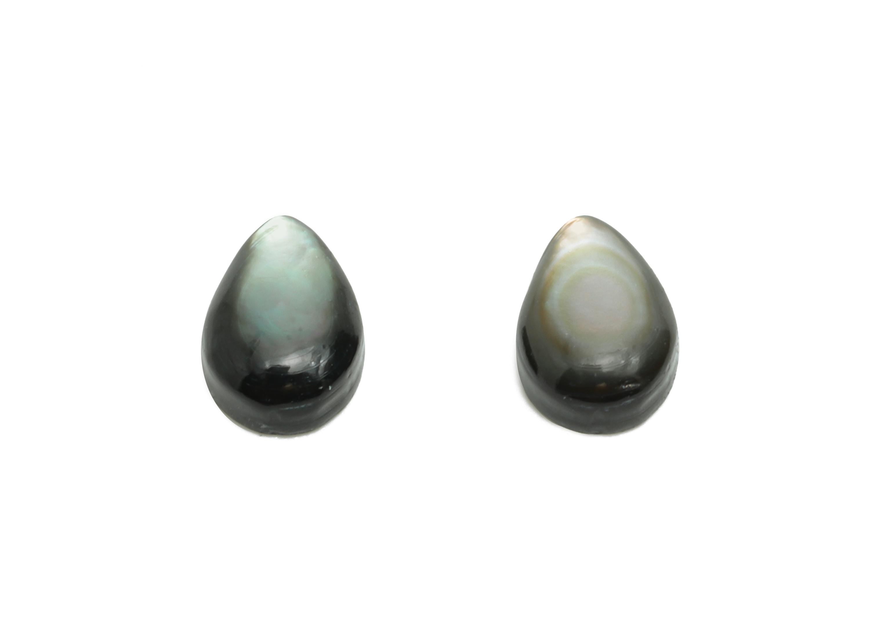 4x6mm Teardrop Natural Black Shells Cabochon - Cabochon DIY Gemstone Setting - Cabochon for Rings or Pendants - DIY Jewelry Craft - NS3048