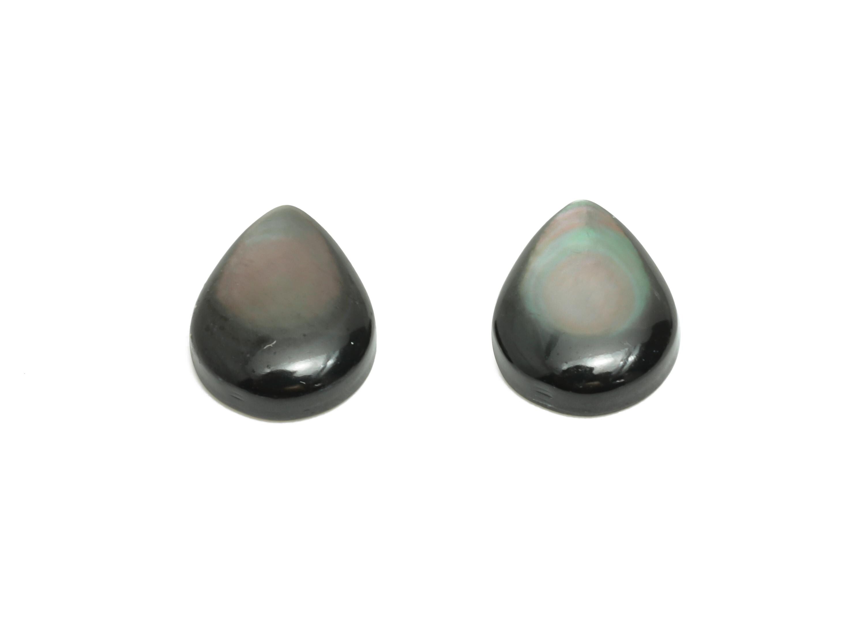 6x8mm Teardrop Natural Black Shells Cabochon - Cabochon DIY Gemstone Setting - Cabochon for Rings or Pendants - DIY Jewelry Craft - NS3052