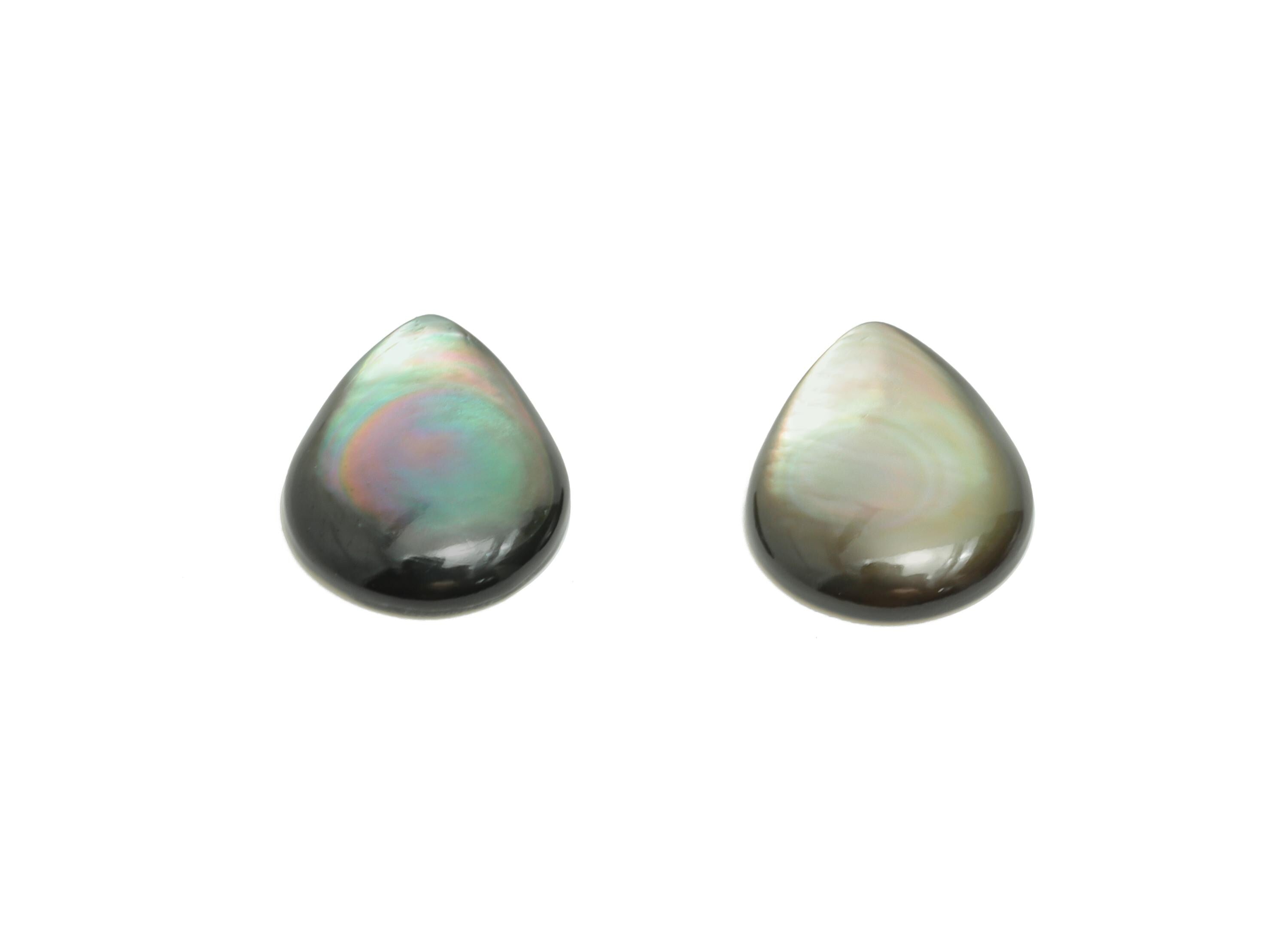 8x10mm Teardrop Natural Black Shells Cabochon - Cabochon DIY Gemstone Setting - Cabochon for Rings or Pendants - DIY Jewelry Craft - NS3054